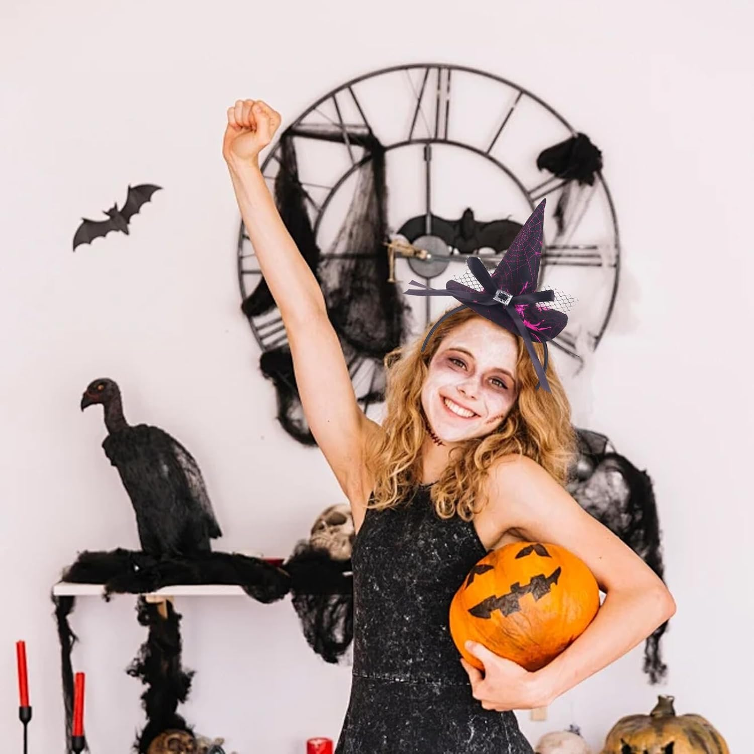 OHEETU 3Pcs Mini Witch Hat Headbands Halloween Hair Accessories Cosplay Dress-Up Photo Props for Costume Party image number 5