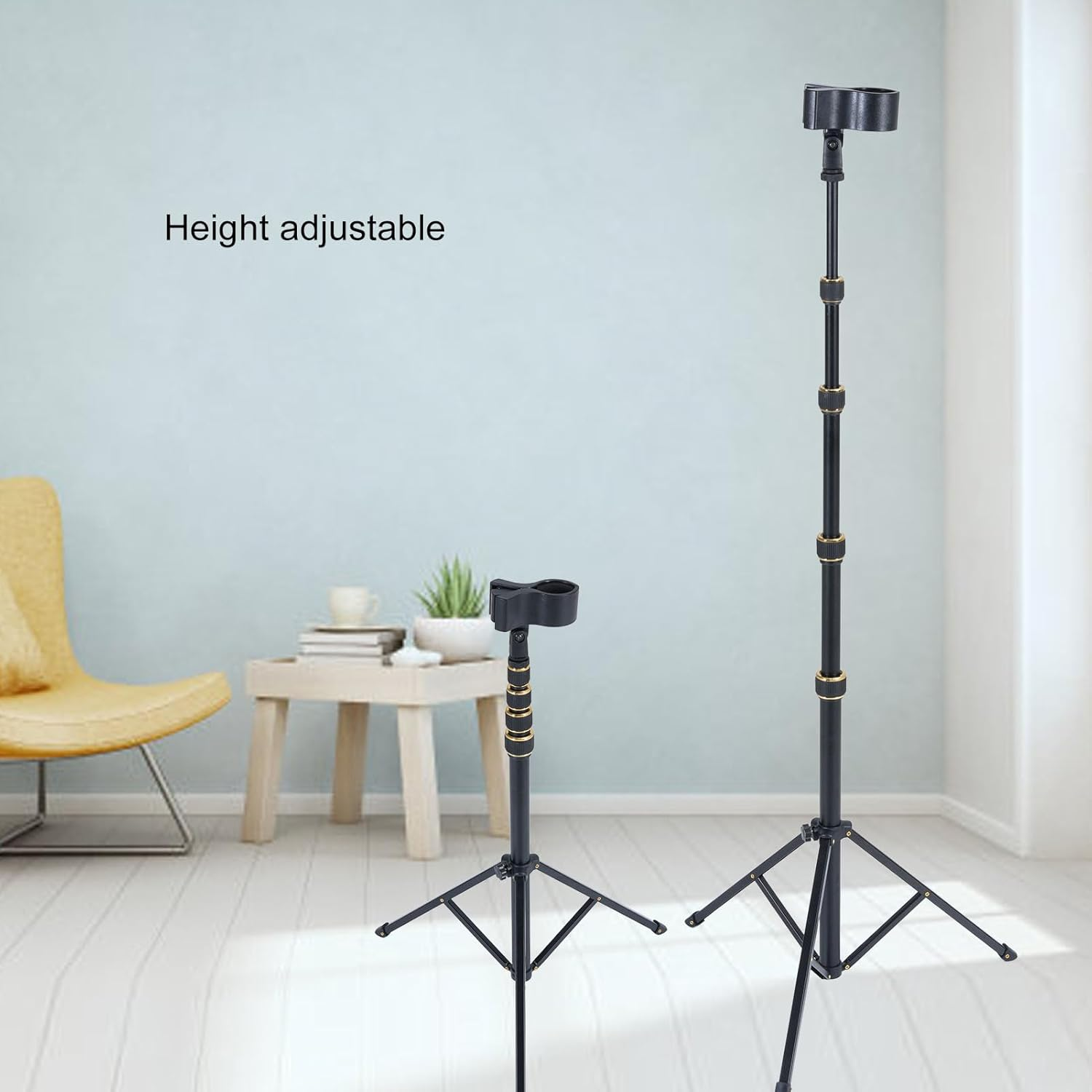 Hair Dryer Stand, 23.62-76.77 Inch Adjustable Height Hair Dryer Holder with Tripod and Universal Clip, 180 Degree Rotating Handsfree Blow Dryer Holder for Salons or Home Use image number 2