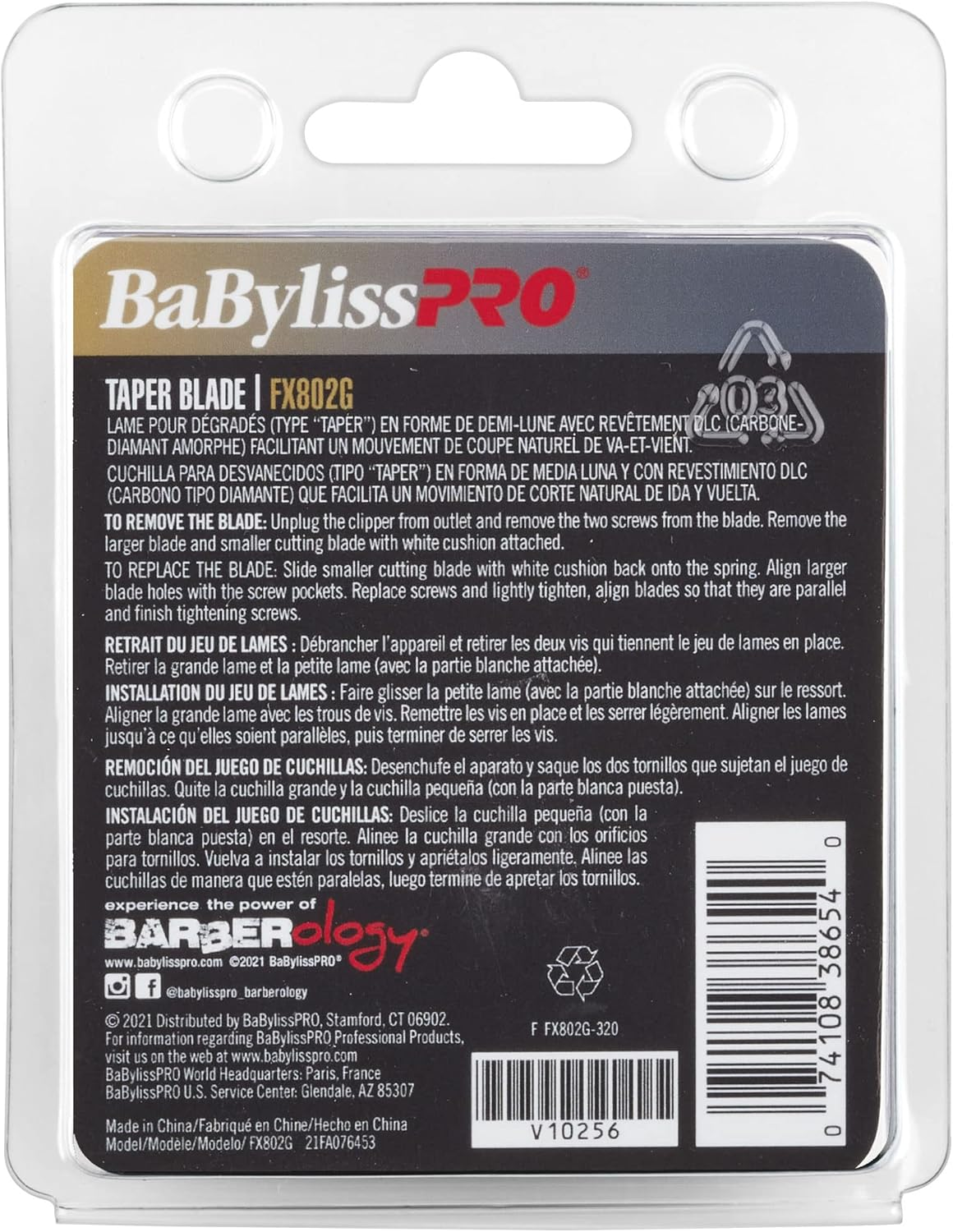 Babylisspro Barberology FX802G Replacement Dlc/Titanium Taper Blade image number 6