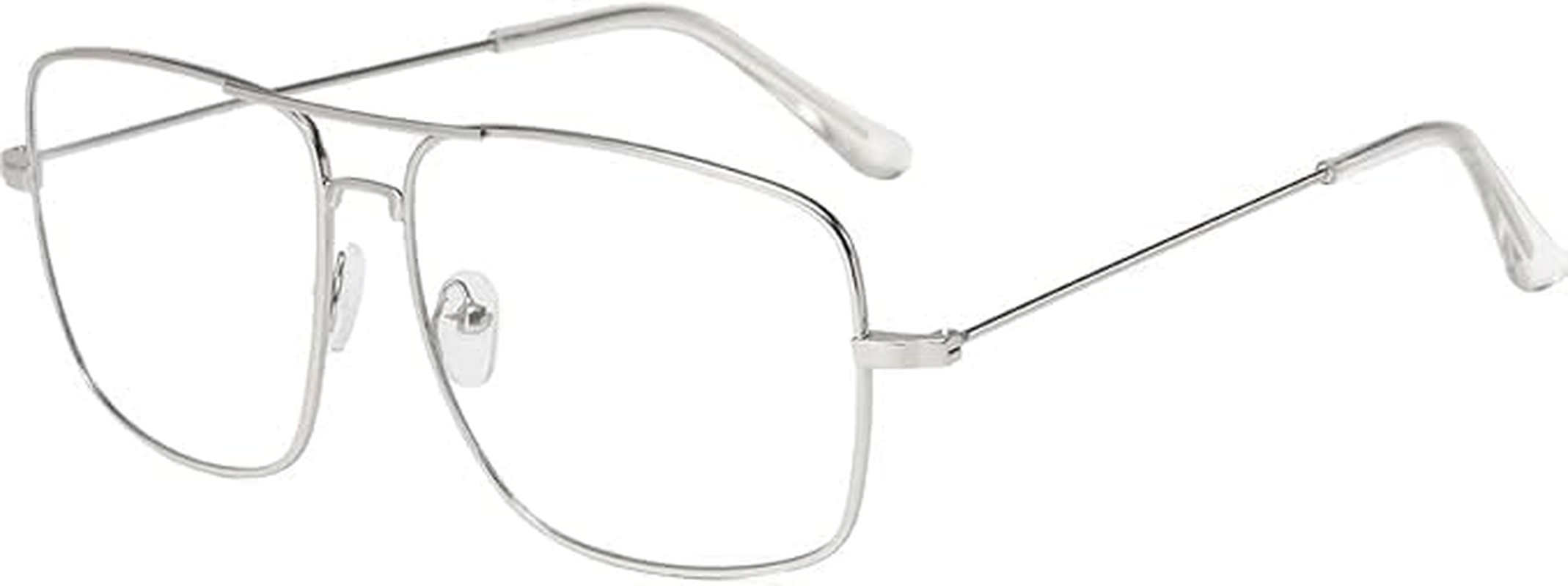 Non  Glasses for Women Men, Classic Square Clear Lens Metal Frame Glasses, Fashion Clear Glasses for Daily Wear image number 2