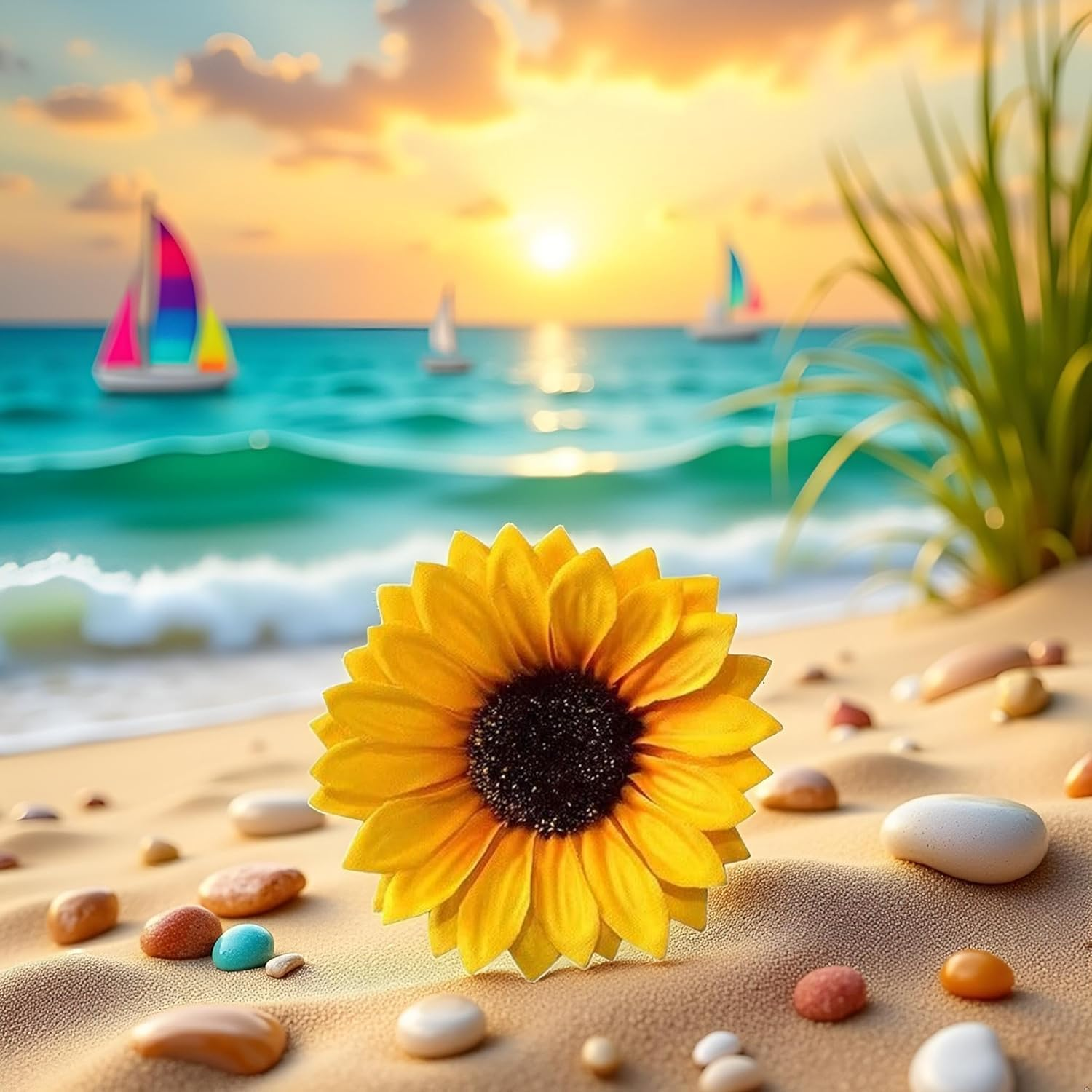 2 Yellow Sunflower Hair Clips Flower Hair Clips Beach Holiday Accessories Sunflower Hair Pins Clips and Hair Clips image number 4