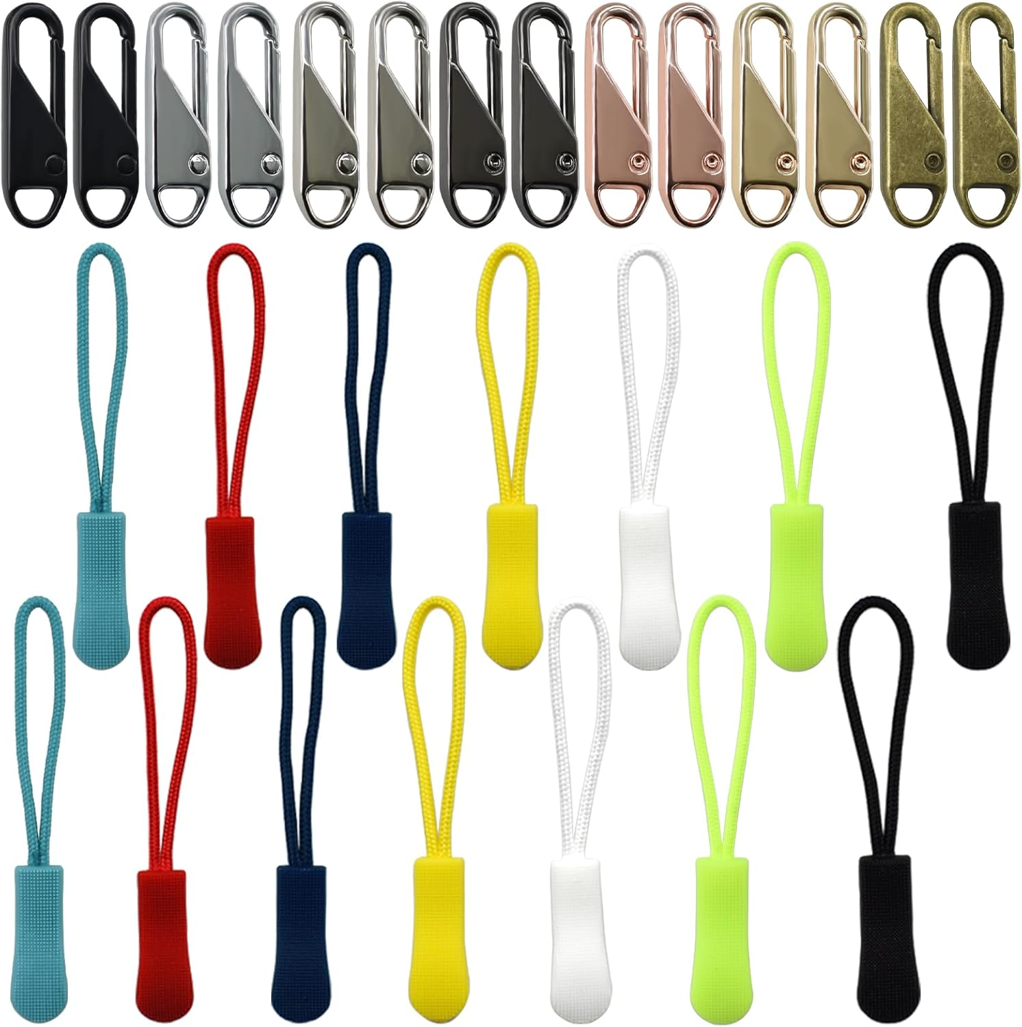 BDS-HOME 28 Piece Zipper Pull Replacement Kit - Detachable Zipper Cord Extension Fastener Metal Slider Replacement Fastener Nylon Rope for Luggage, Backpack, Jacket, Purse image number 5