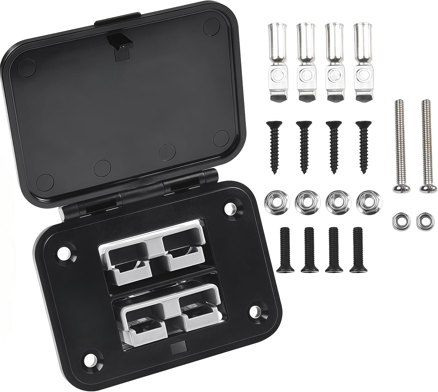 2 Sets Plug Connectors with Mounting Bracket Panel,50A Flush Mount Recessed Plate,With Dustproof Cover and Waterproof Gasket,For Variety of Large Vehicles,Compatible with Anderson SB50 Series image number 3