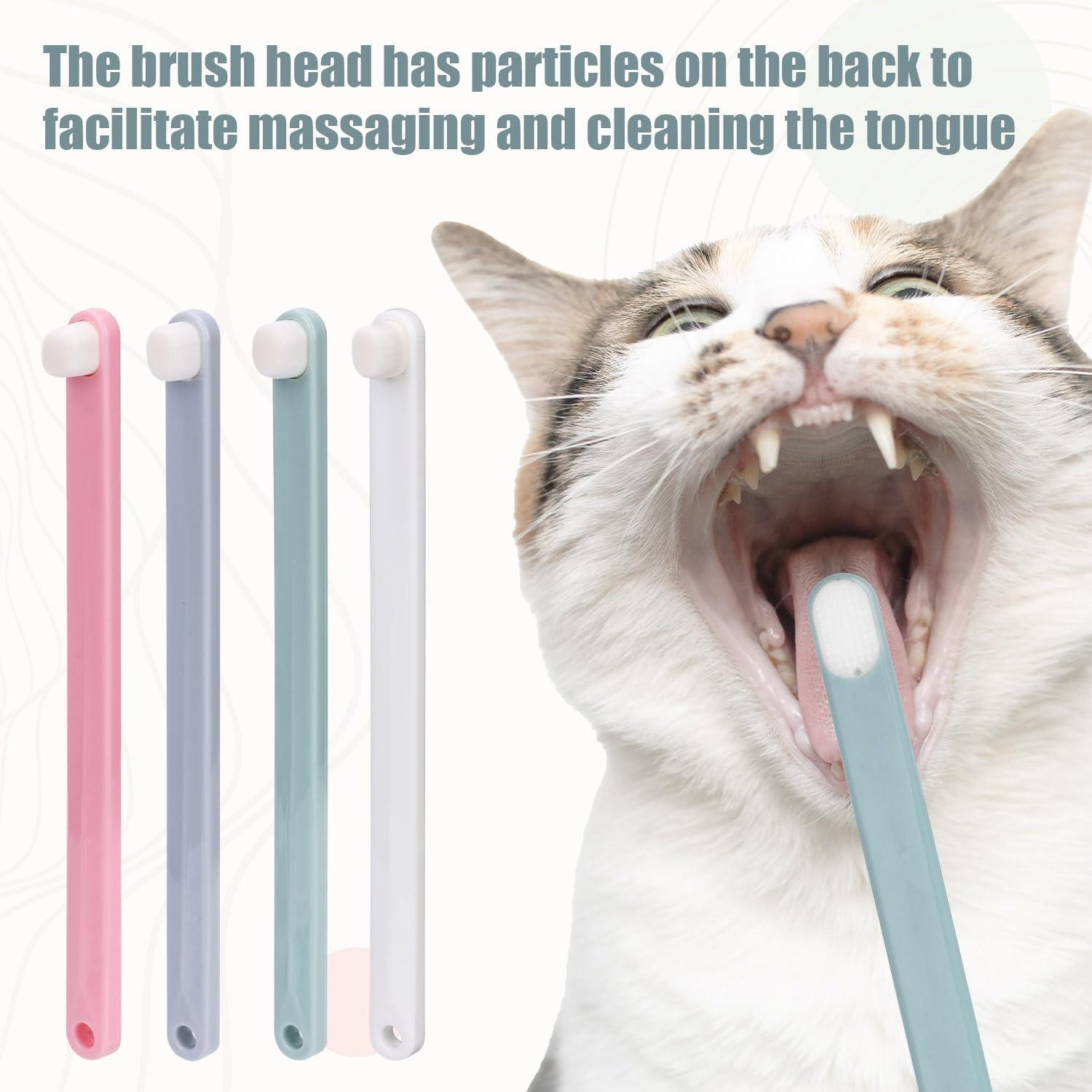 NQEUEPN 4Pcs Toothbrushes for Pets, Dual Sided Cats & Dogs Toothbrushes with 4 Toothbrush Protection Tube Soft Kitten Teeth Cleaning Brush, Reduces Bad Breath & Keeps Dental Healthy image number 3