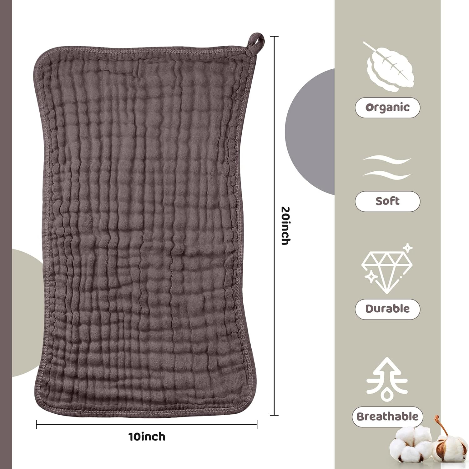 8 Packs Muslin Burp Cloths Large 20" X 10", 6 Layers Unisex Baby Absorbent 100% Cotton Burp Rags Colorful Muslin Washcloths for Baby Plain Soft Cotton Cloth for Babies Girls Boys(Warm Colors) - Adorable Colors image number 6