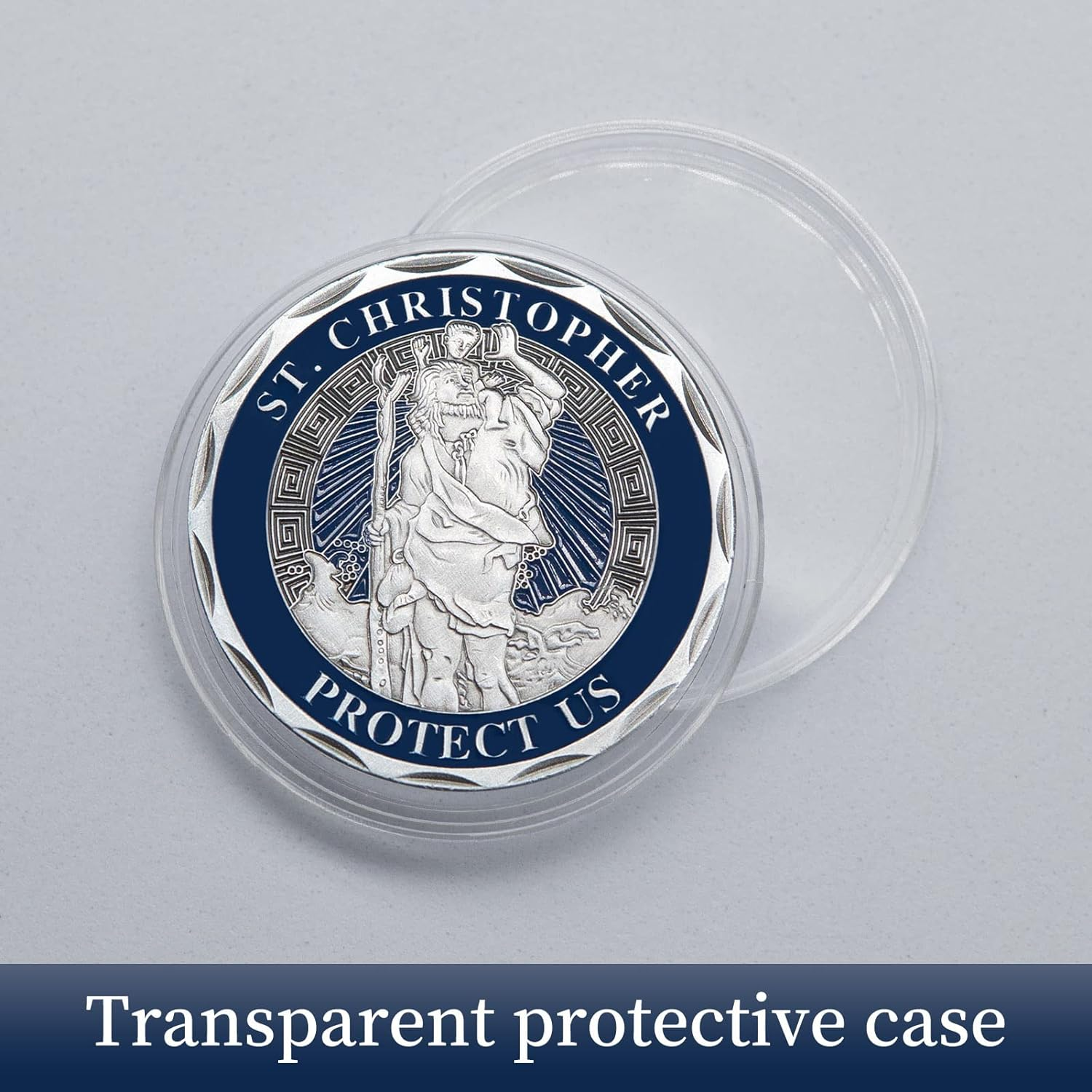 Yuchew St Christopher Coin Religious Challenge Coin Saint Christopher Medal Bless Safety Commemorative Parent, Family, Friend image number 2