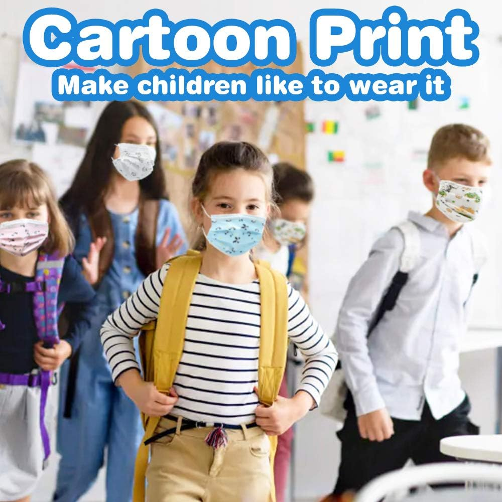 Kids Disposable Face Mask Girls - Flyaudio 50Pcs 3 Ply Face Mask for Children with Earloops, Breathable Comfortable, Soft on Skin, Perfect Size Mask for Boys & Girls, Pink Panda image number 1