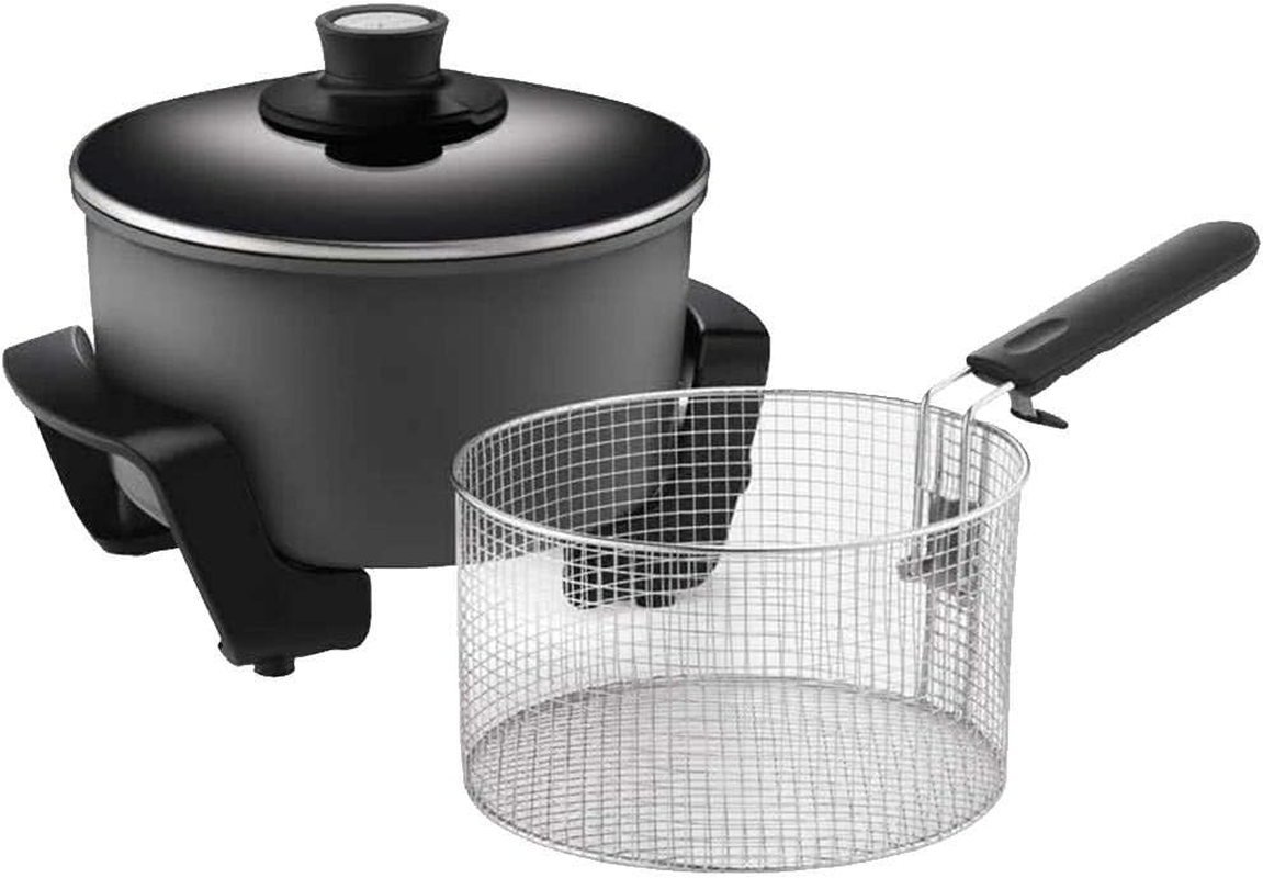 Sunbeam DF4500 Multi Cooker Deep Fryer with Lid | 5L Capacity | 1600W | Stainless Steel Basket | Boil, Roast, Casserole, Braise, Stir Fry & Deep Fry |, Charcoal