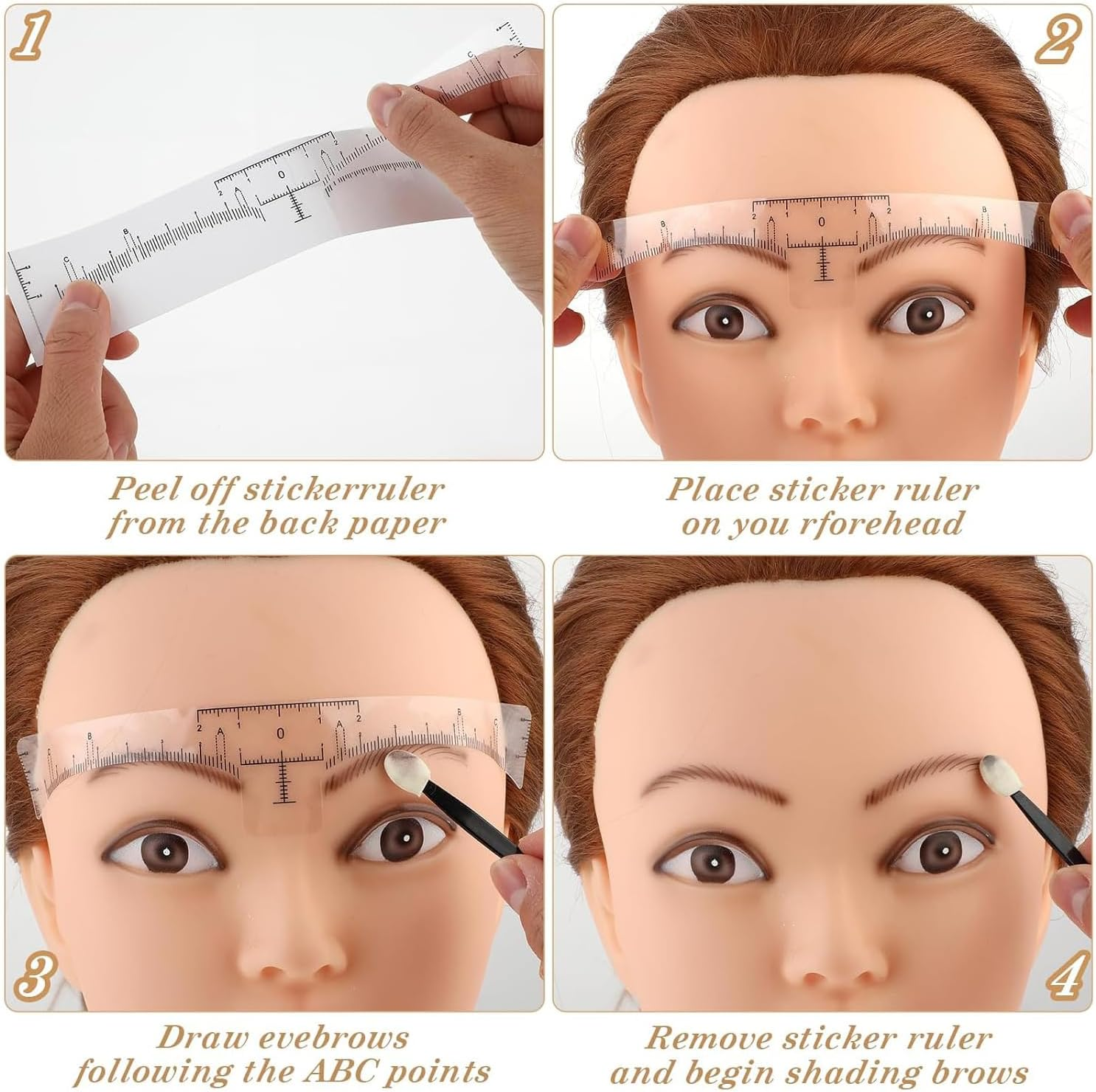 Tavvke 50 Pcs Disposable Eyebrow Ruler Stencils, Brow Mapping Stickers for Microblading, Eyebrow Measuring and Shaping Templates for Makeup Artists and Beginners image number 4