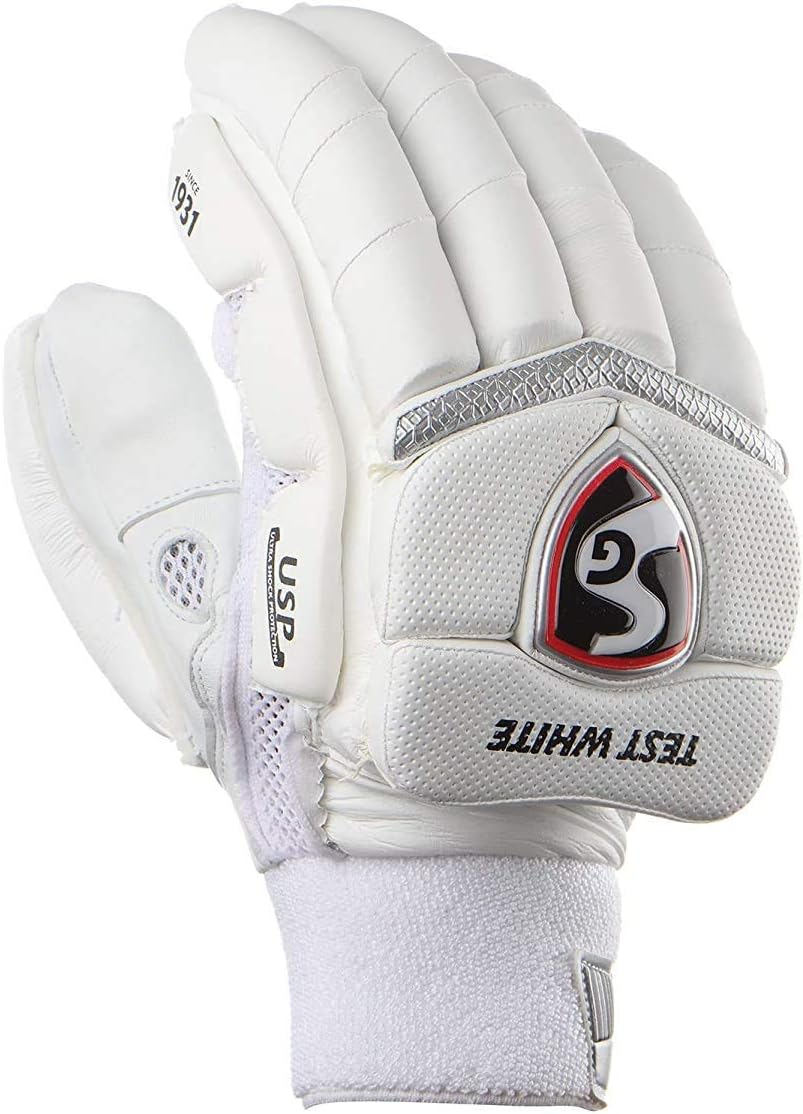 SG Test White Cricket Batting Gloves Mens Size (Left)