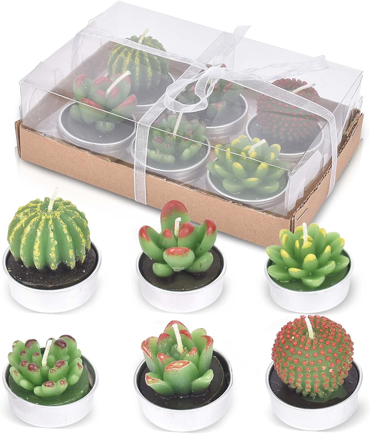 Succulents Candle Set, Small Succulents Aesthetic Candles, Fun Candles Cute Gifts for Women, Plant Lovers, Cactus Blossom Candle for Birthday Garden Theme Party Decorations image number 5