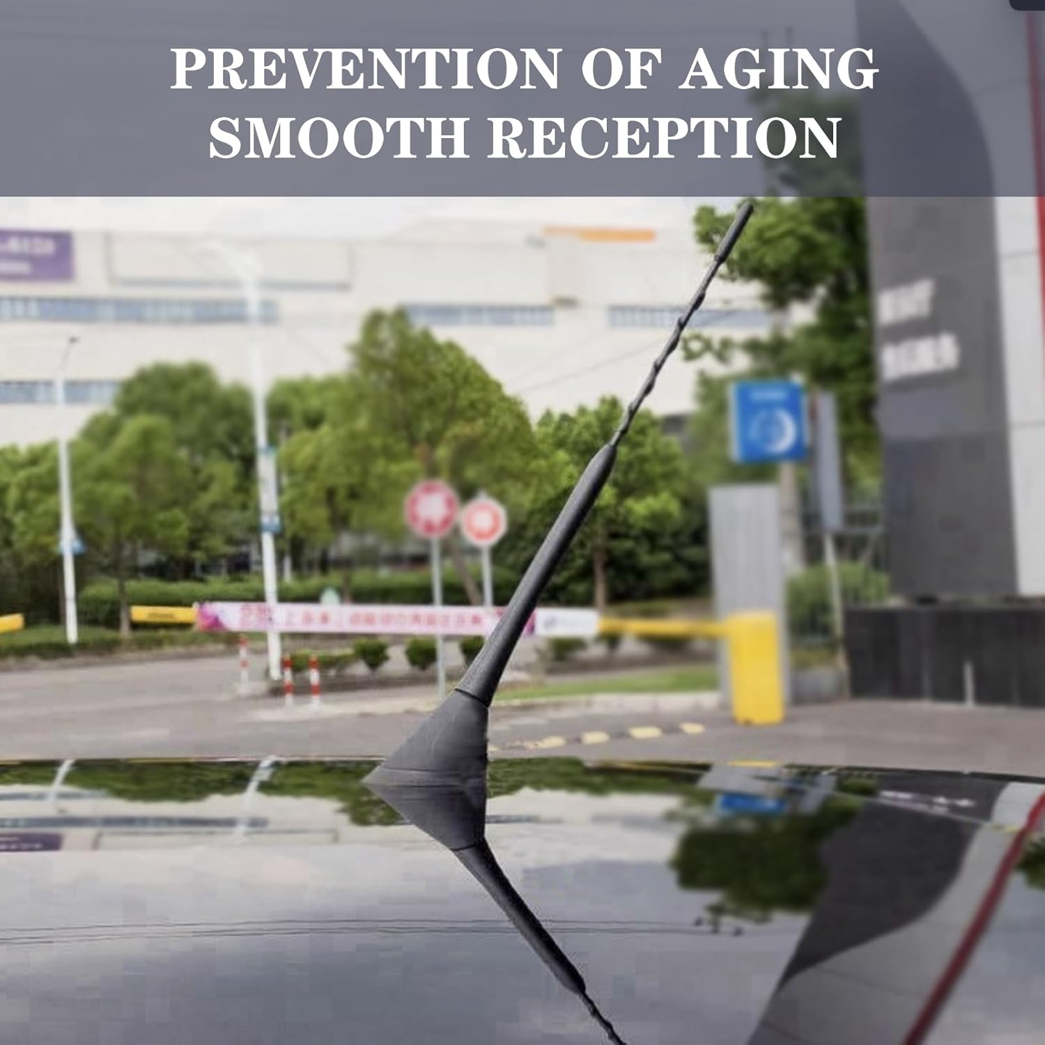 Universal Vehicle Antenna Replacement 40Cm, AM FM Roof Mount Car Radio Antenna Mast with Flexible Rubber Antennae and Threaded Adapters for Improved Signal Reception