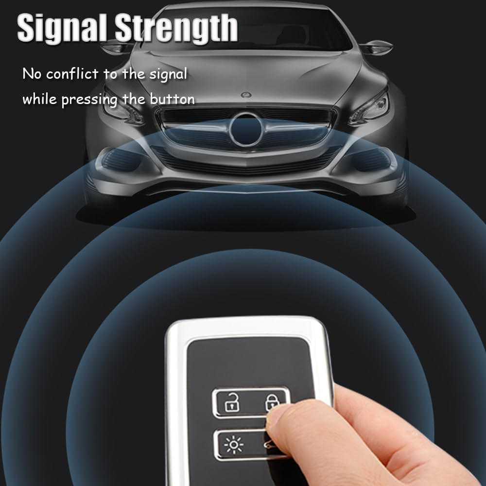 HIBEYO Key Fob Cover for Renault Kadjar Koleos Clio Scenic Megane Duster Sandero Captur Twingo 4 Button Key Shell Smart Key Cover for Renault Accessories-Blue - Gold Black image number 3