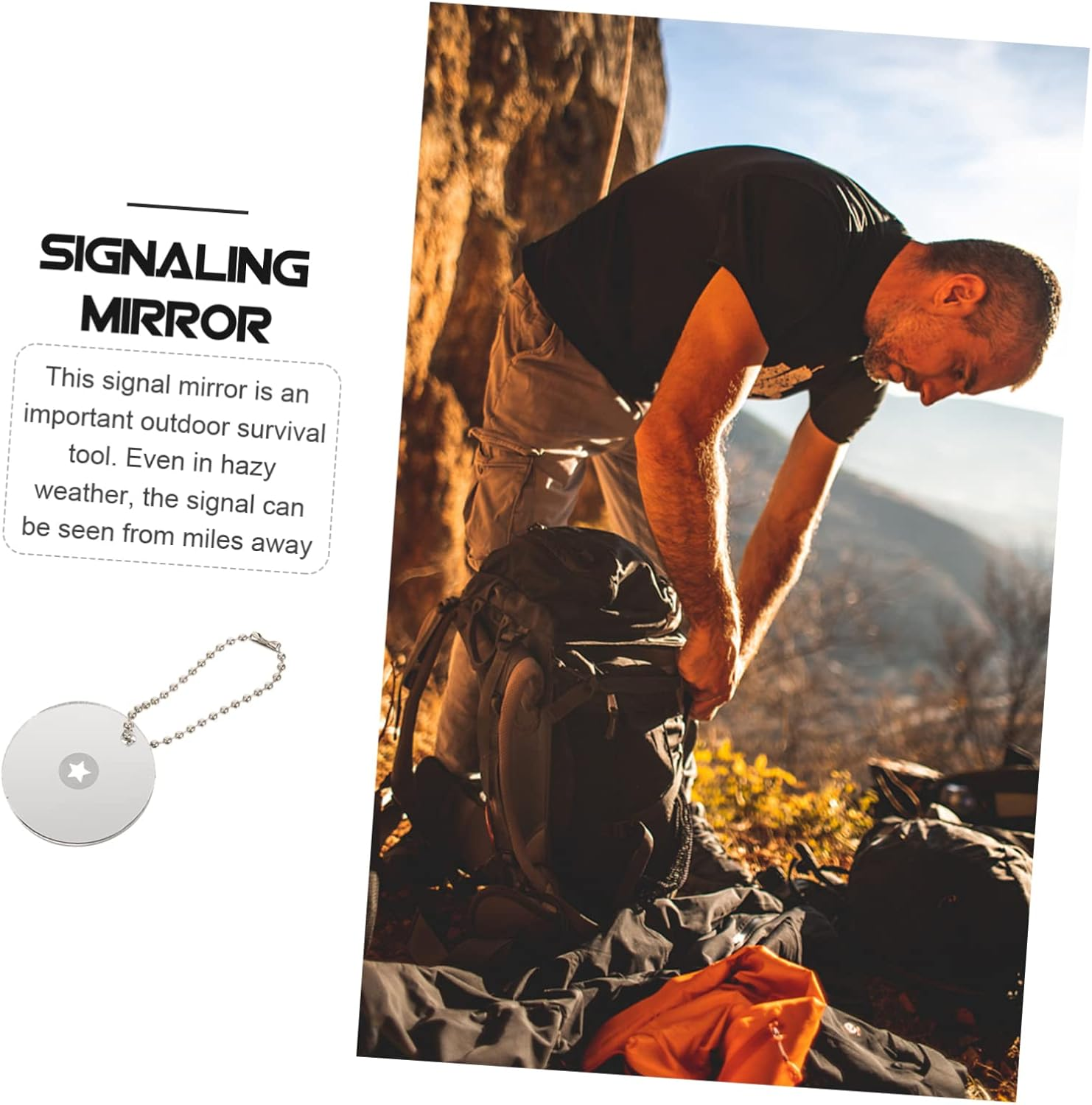 Outdoor Survival Signal Mirror Acrylic Lens Emergency Reflective Mirror for Camping Hunting Skiing Multifunctional Signaling image number 2