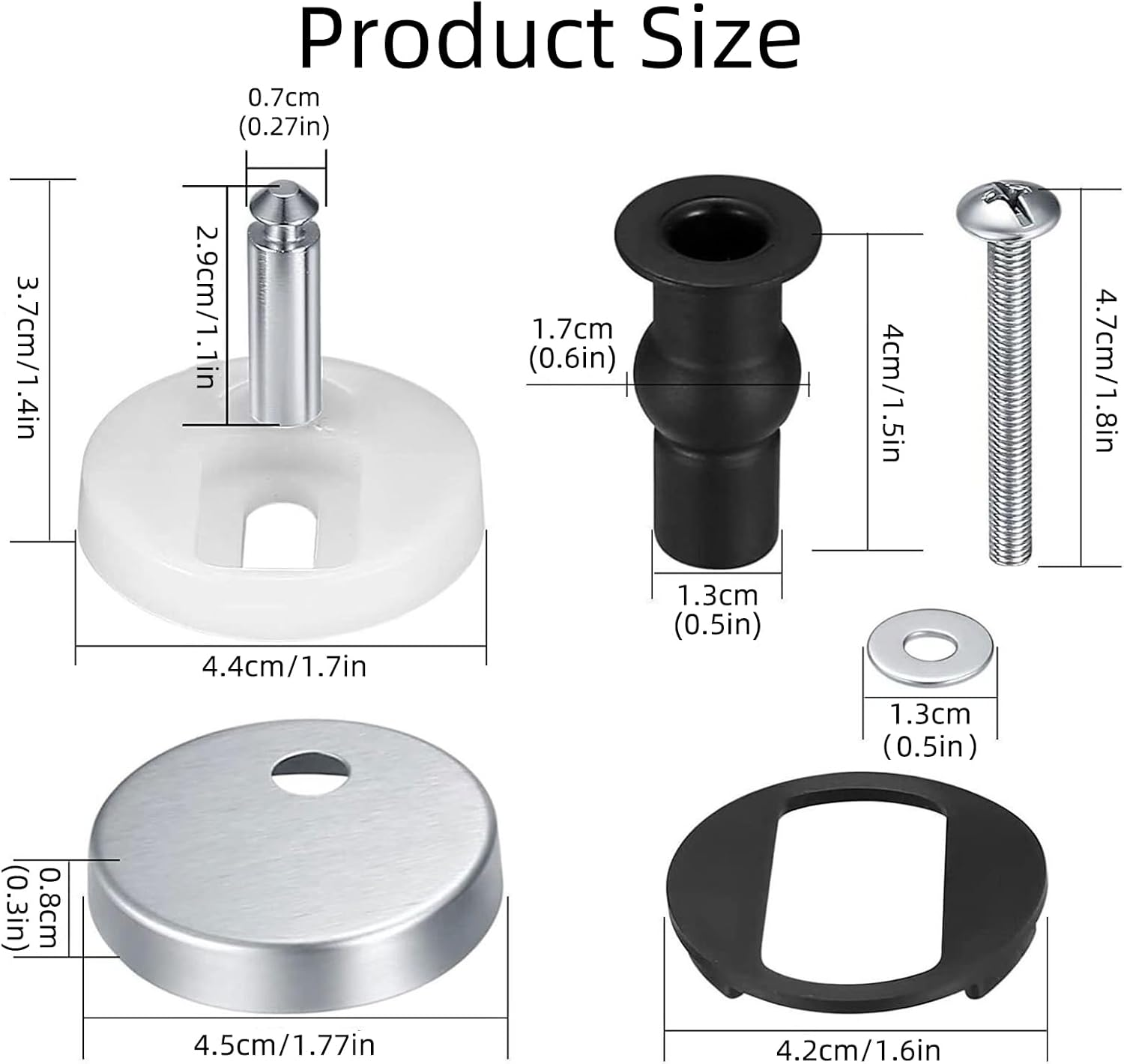 Universal Toilet Seat Fixings Kit - Heavy Duty Quick Release Toilet Seat Hinges & Bolts - Anti-Slip D Shape Toilet Seat Buffers - Fittings for Soft Close Hinges Replacement image number 5