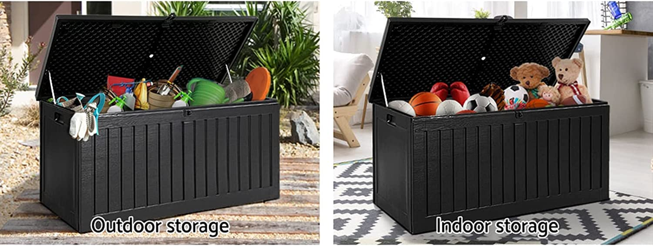 Gardeon Outdoor Storage Box Container Cabinet Bench, 270L Large Lockable Tool Toy Deck Boxes Chest Garden Shed Storages Ottoman Chair Seat Patio Indoor Furniture, Perfect for Water-Resistant Black image number 5