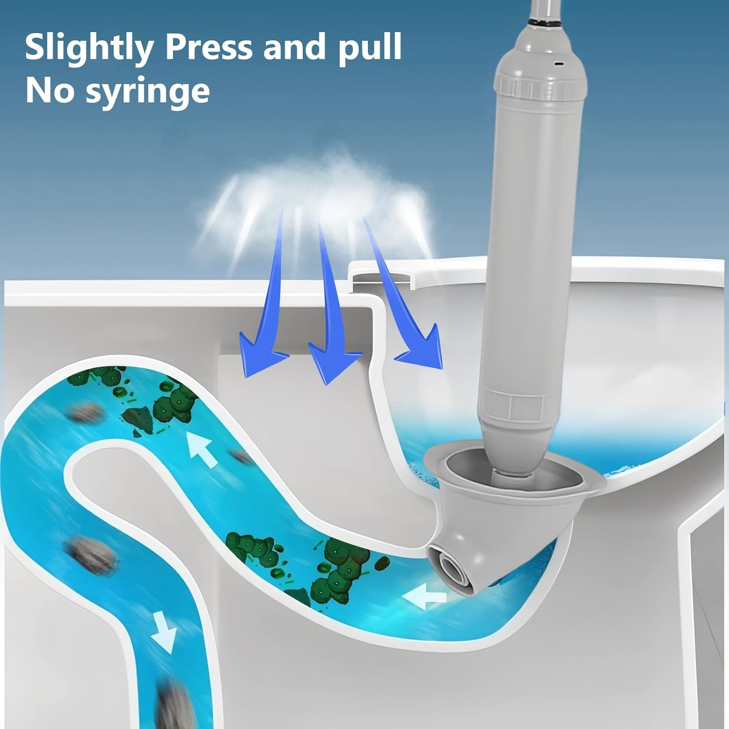 Pipe Cleaning Pump, High Pressure Drain Cleaner Pump 2025 New Pipe Cleaner Compressed Air Quickly Releases Drain Blockage, for Toilets, Sinks, Floor Drains, Drain Pipes (Grey) image number 5