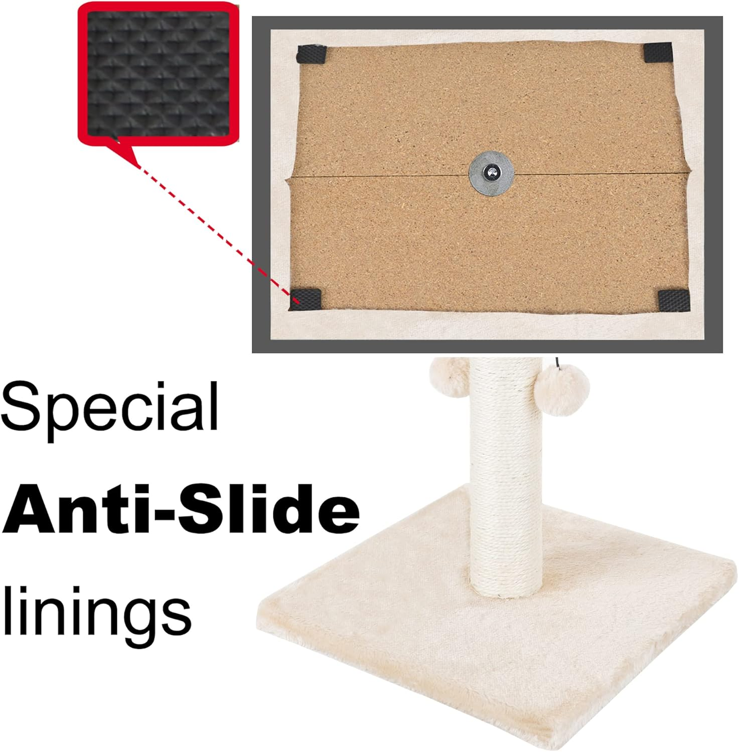 Dimaka 34'' Cat Scratching Post, Cat Scratching Post, Cat Scratcher for Large Cats with Teasing Toy Ball, Natural Sisal White and Grey (Beige) image number 2