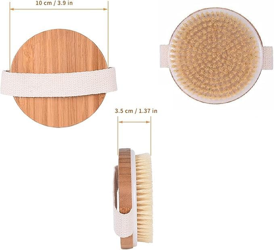 Dry Brushing Body Brush, 2 PCS Natural Boar Bristle round Exfoliating Brushes, Dry Brush for Cellulite and Lymphatic Drainage Massage image number 3