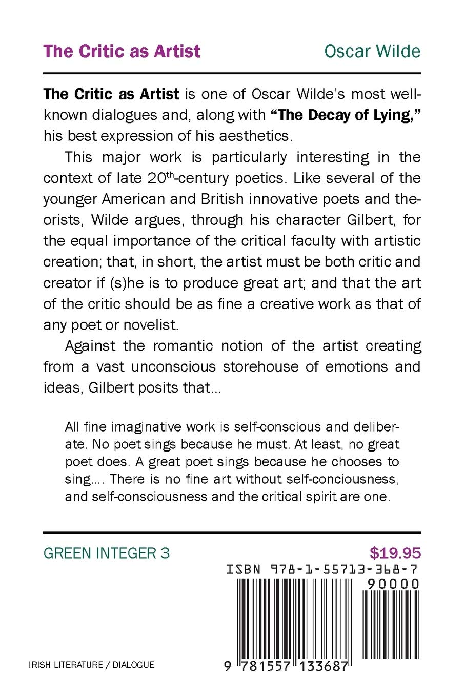 The Critic as Artist: with Some Remarks on the Importance of Doing Nothing and Discussing Everything image number 1