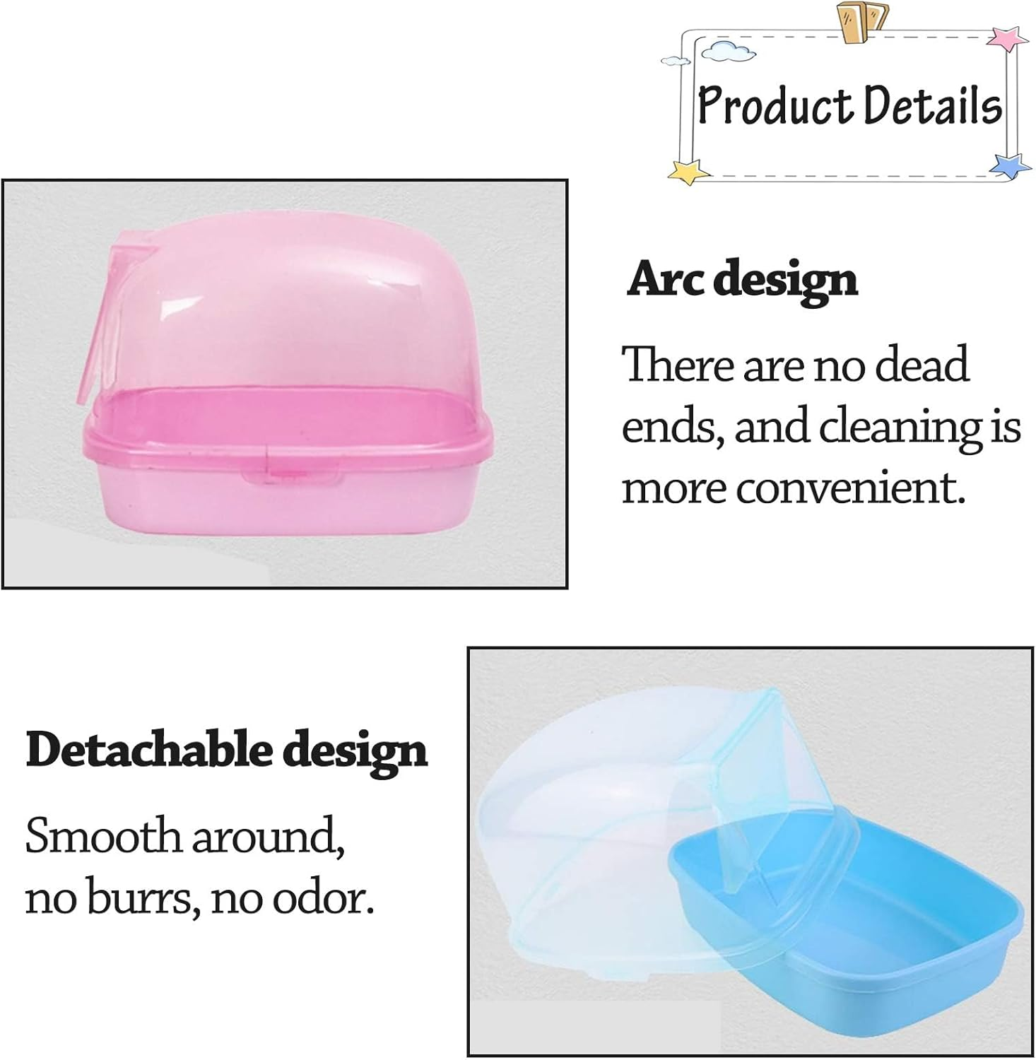 Kathson Dwarf Hamster Bathroom, Chinchilla Sauna Room Plastic Sand Bath House Ideal for Gerbils, Hedgehog, Squirrel and Other Small Animals (Random Color)