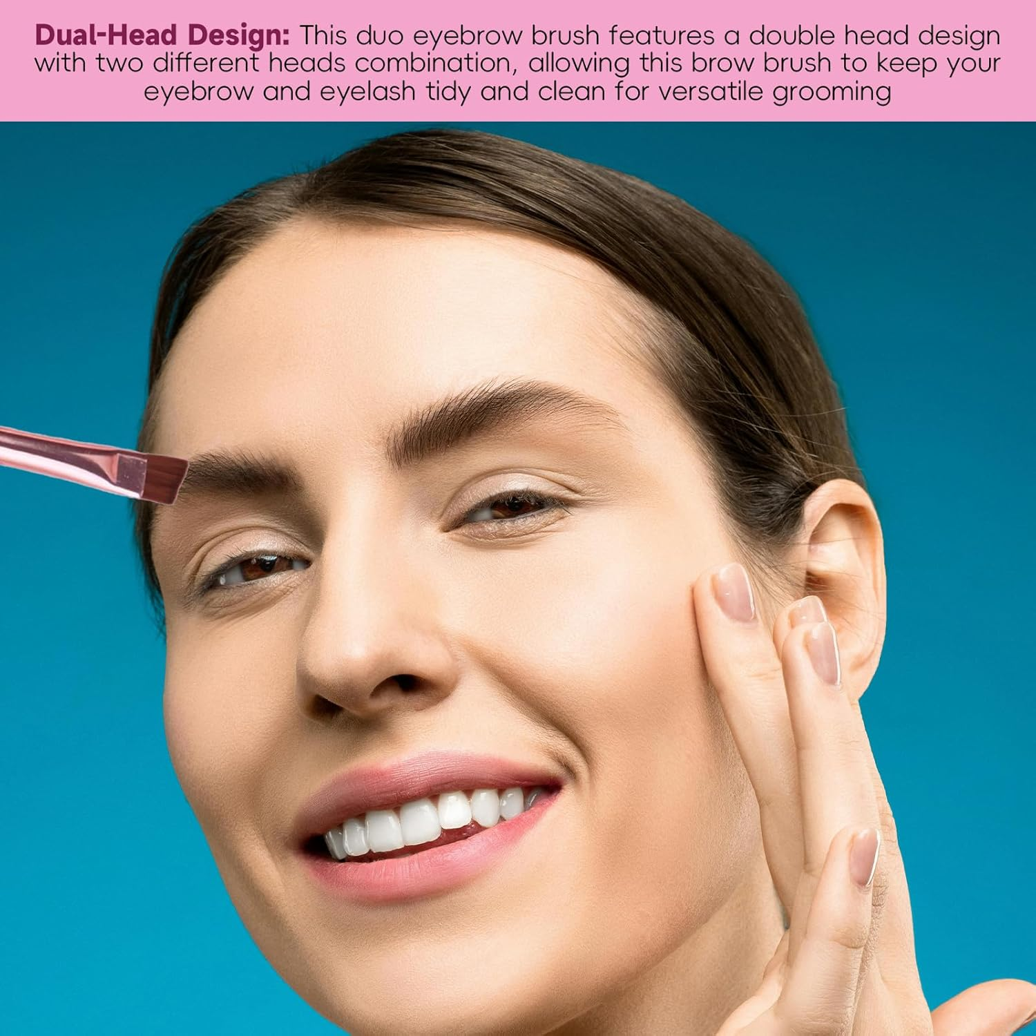 Hzqzaoan Duo Eyebrow Brush Spoolie Brush Angled Brow Brush Eyelash Brush - 5 Piece Set Pink Makeup Tools,Professional Eye Makeup Brush Kit image number 1