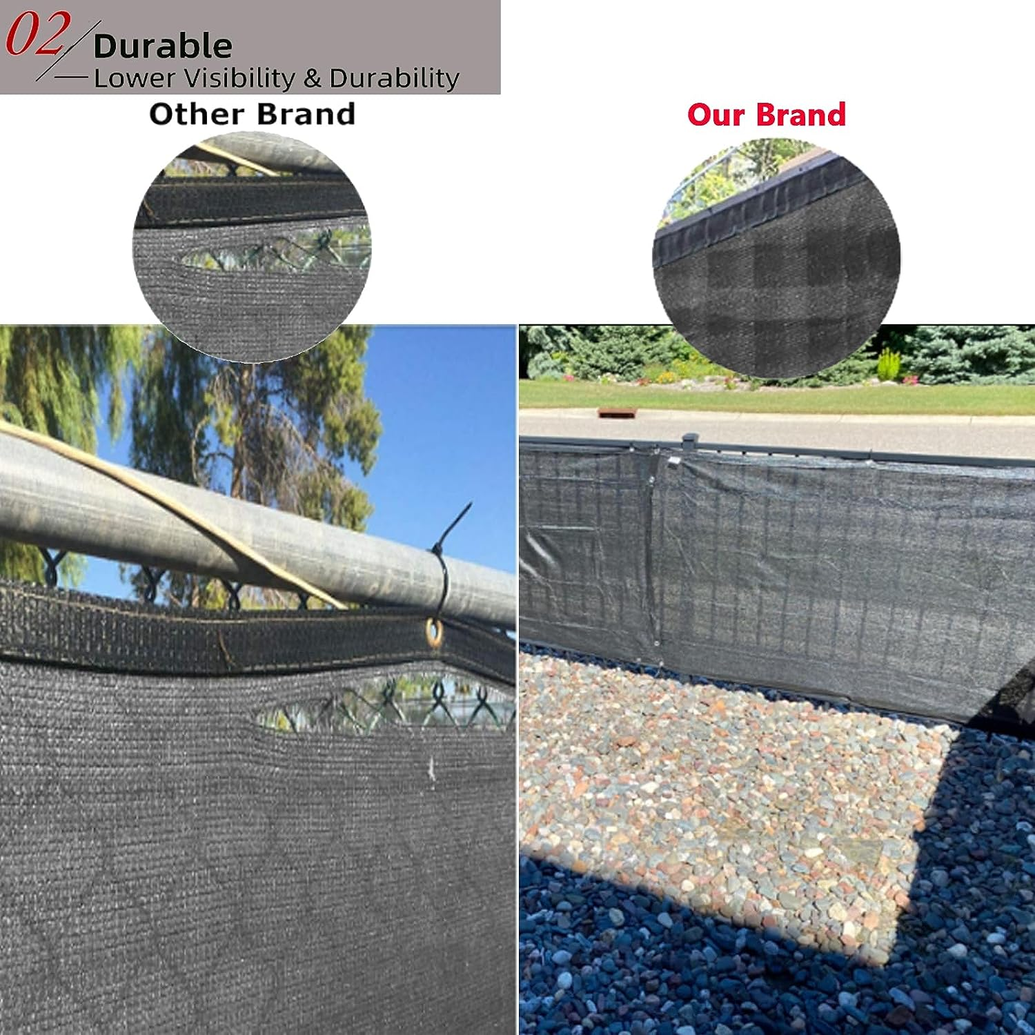 Balcony Privacy Screen Fence Cover 3 X 16.4Ft Fence Mesh Windscreen Cover Mesh Fence Privacy Screen UV Protection Balcony Shield Cover for Deck Patio Backyard Pool Porch SH0005 (Dark Grey) image number 3