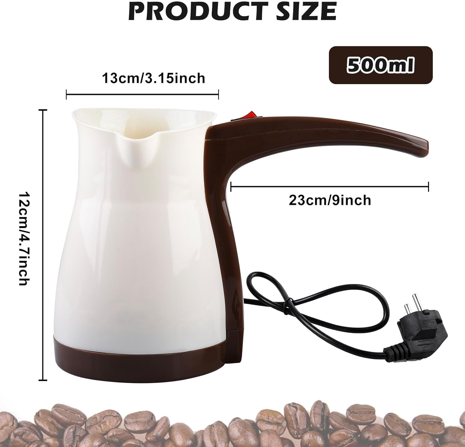 Turkish Coffee Maker, Electric Coffee Maker, 500Ml Electric Turkish Coffee Machine, 600W, 220V Induction Espresso Machine, Electric Kettle, for Home Moka Teapot Tea Coffee (Beige) image number 5