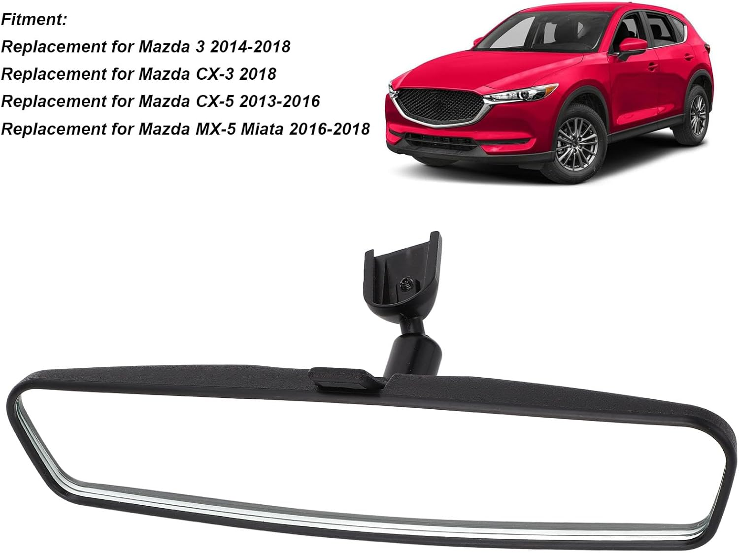 Interior Rearview Mirror with Broad View and Clear Reflection Safer Driving Replacement for 3 CX-3 CX-5 MX-5 image number 3