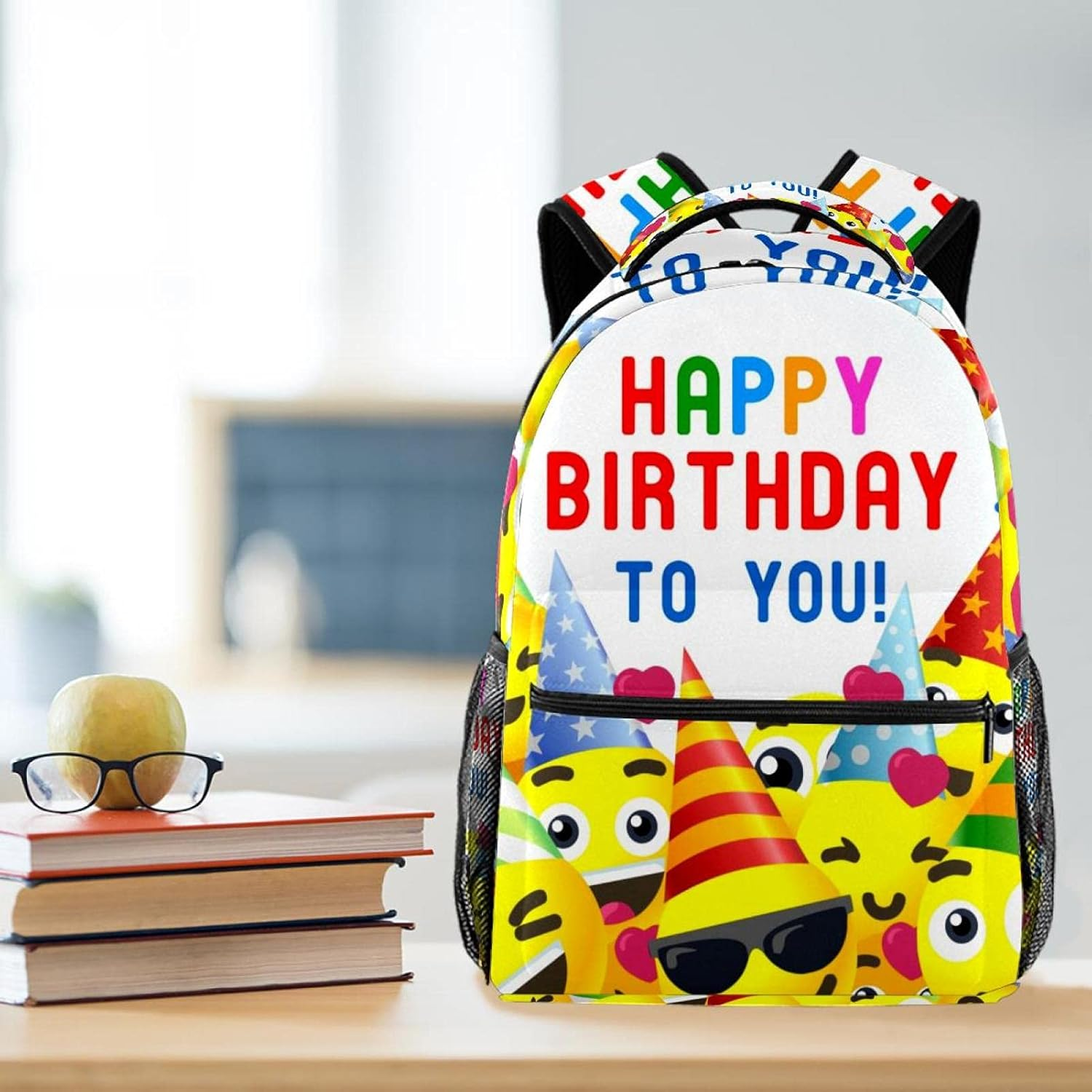 Happy Birthday Background Backpack Students Shoulder Bags Travel Bag College School Tote Backpacks image number 5