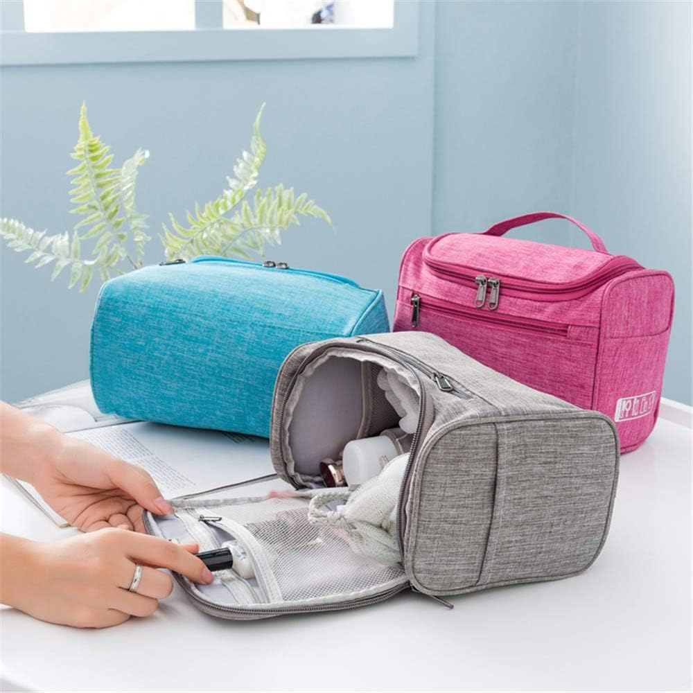 Travel Hanging Toiletry Bag, Large Cosmetic Organizer Bag, Shower Bathroom Wash Bag for Business, Vacation, Household, Rose Red image number 3