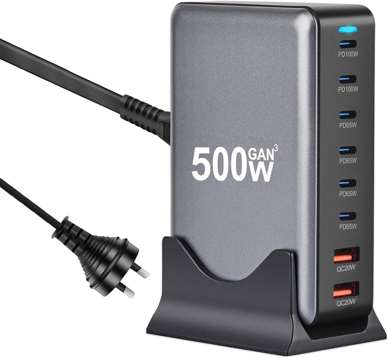 500W USB C Fast Charger, 8 Port GAN USB Charging Station Hub, Multi Port USB C Charger Compatible with Iphone 16/16 Pro/15/15 Pro, Macbook Air, Ipad Pro, Dell XPS, Samsung Galaxy S23 S22 image number 3