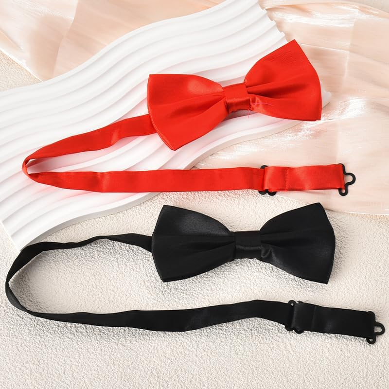 Pre-Tied Bow Tie Adjustable Bowtie for Men Formal Necktie Tuxedo Bow Ties for Men Pre Tied Bow Tie Set 2Pcs Bowknot Ties Birthday Wedding Suit Accessories image number 2