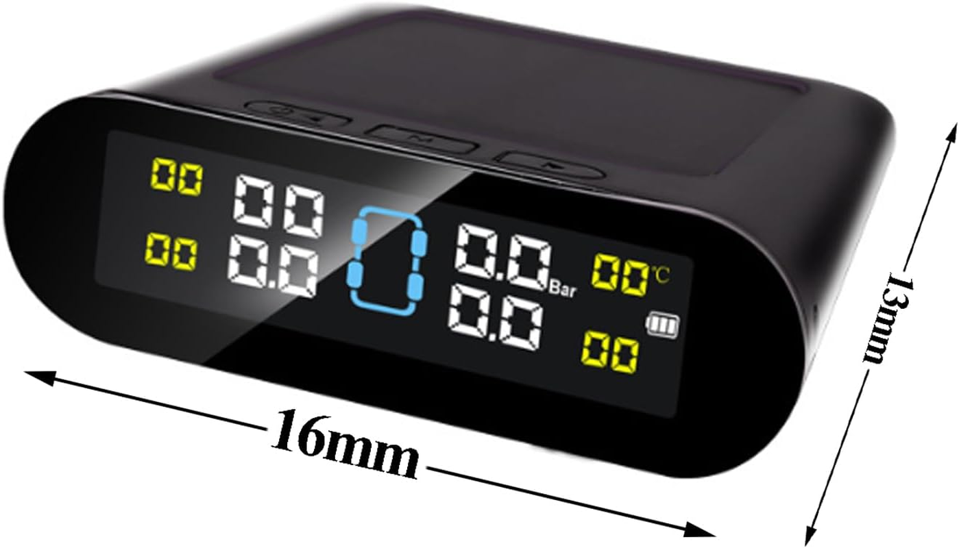 Yotsuba Tyre Pressure Monitoring System, 4 Newly Upgraded External Sensors + Solar Wireless Car TPMS, LCD Display Auto Alarm Real-Time Detection, Enhanced Accuracy, Extended Battery Life