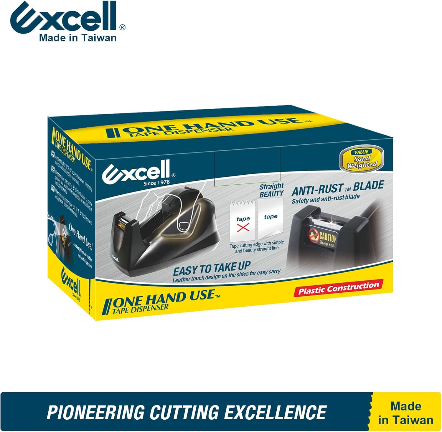 Excell Premium Dualcore Desktop Tape Dispenser (1" + 3" Core) with Sand Weighted Base, White Desk Tape Dispensers Use for Home, Office, Gift Store and Wrapping Purpose image number 4