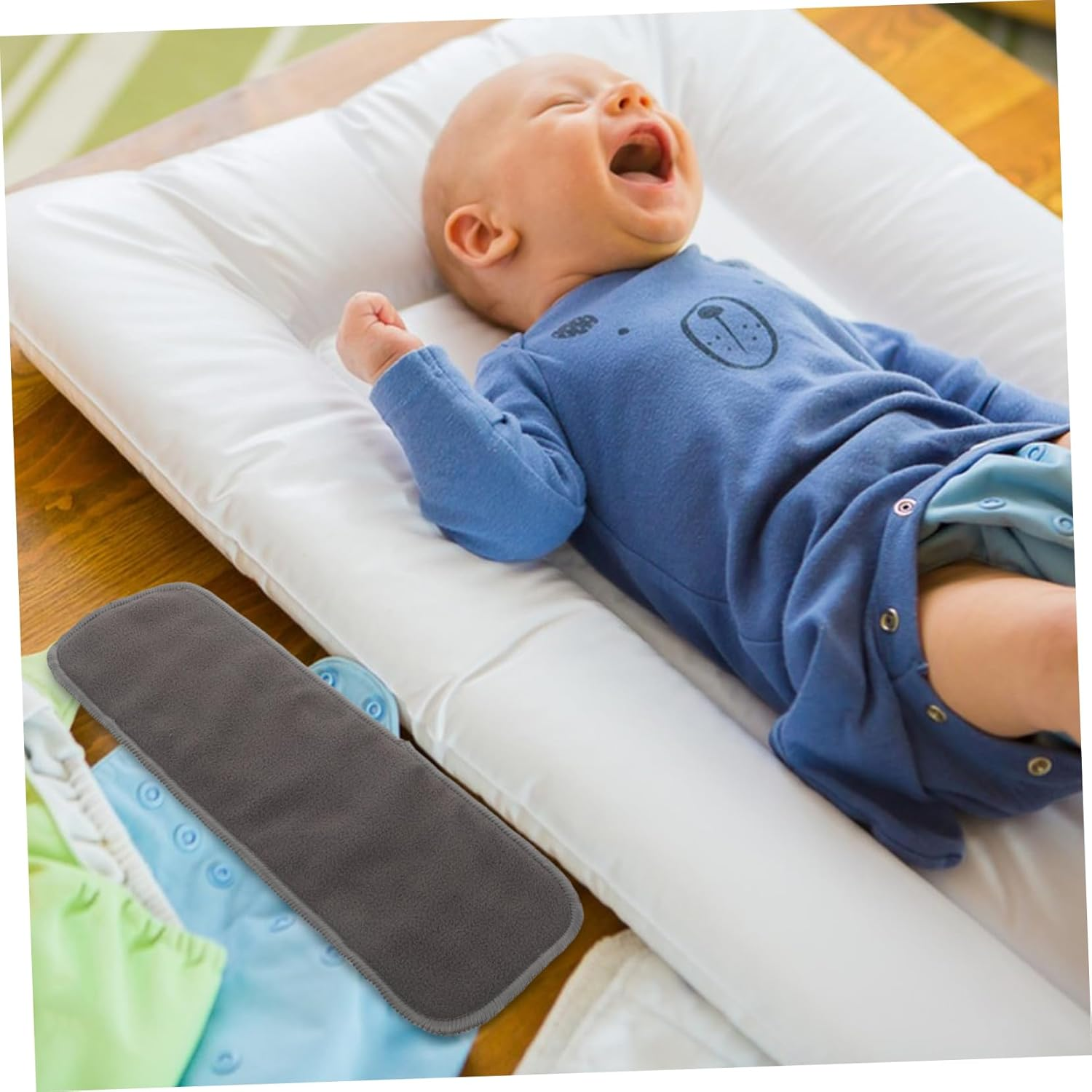 SECFOU 10Pcs Reusable Pee Pads Bamboo Diaper Boosters Nursing Pads Washable Liners for Newborn Diaper Changing image number 3