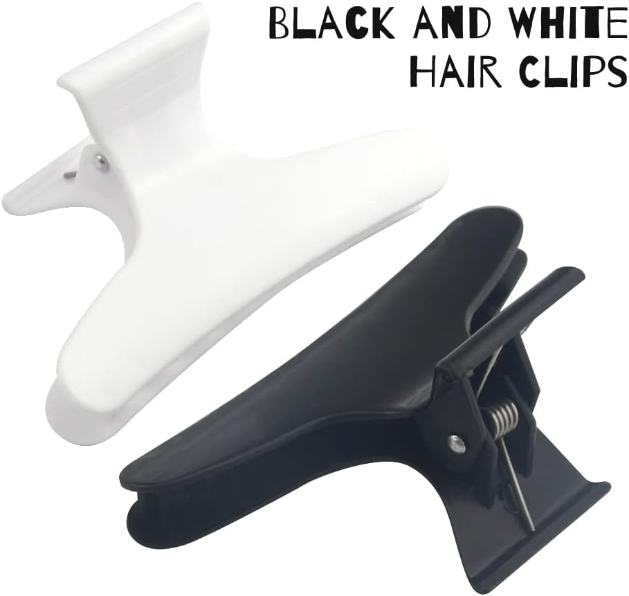 WMYCONGCONG 24 PCS Large Butterfly Hair Clamp Women Hair Clips for Styling Sectioning Hair Claw Clips Clamps Styling Cutting Coloring Pro Hair Clips, Black and White