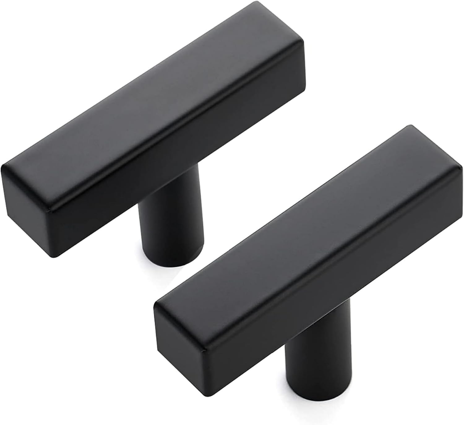 SNOKAY 10 Pack Matte Black Square T Cabinet Pulls Single Hole Square Cabinet Handles for Kitchen Cabinet Matte Black Drawer Pulls, 5CM Length image number 3