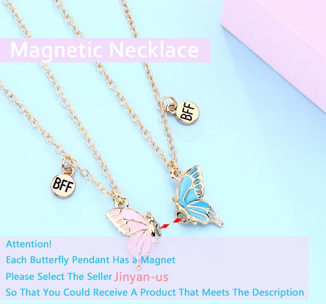 Best Friend Necklace for 2 Girls Magnetic Butterfly Matching Necklaces for Best Friends Birthday Christmas Xmas Gifts for Bestie Bff Necklace for 2 Magnet Necklace image number 5