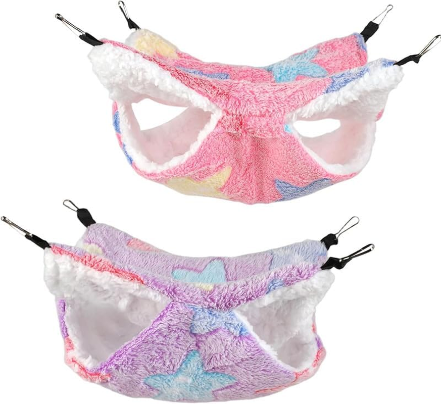 2-Layer Small Pet Cage Hammock, 2 Pack 2-Layer Soft and Fluffy Guinea Pig Hammock, Double-Layer Pet Cage Hammock Bed, Soft Fluffy Hanging Bed for Rats Guinea Pigs Hamsters image number 3