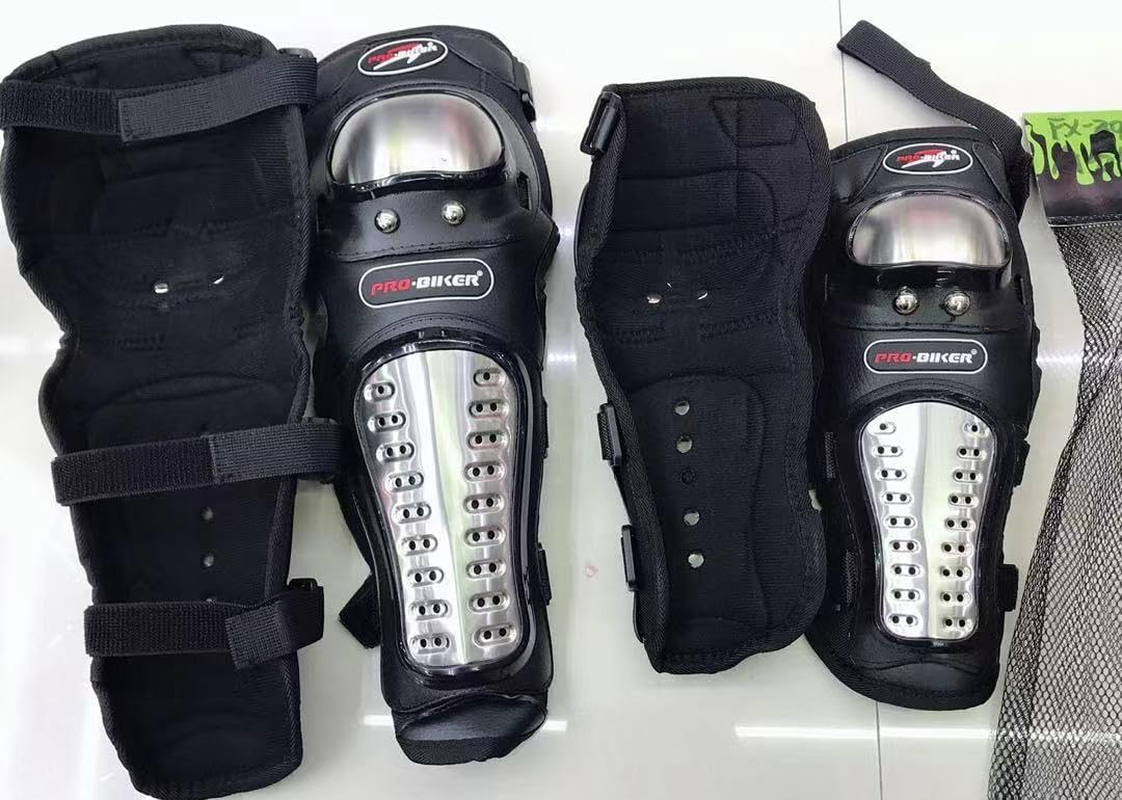 4 PCS Motorcycle Knee Elbow Pads for Adults, Adjustable Guards, Cycling Knee Elbow Protectors with Stainless Steel and Buffer Lining for Motorbike image number 1