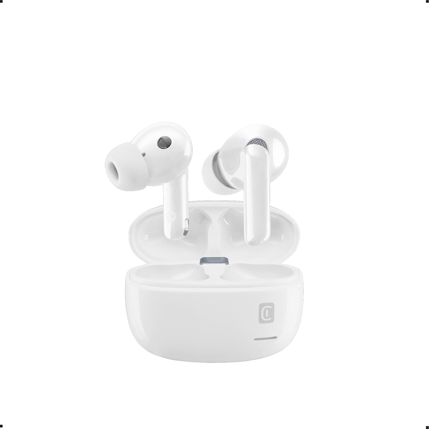 Cellularline - Eclipse - Wireless In-Ear Headphones with Charging Cradle - Bluetooth - with ANC and ENC Technology - Total Playing Time 18 Hours - Black