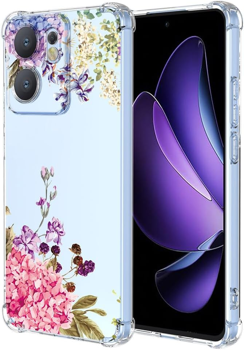 SEAHAI Case for Oppo Reno 13 FS (Oppo Reno 13F 5G/4G), Colourful Beautiful Flowers Ultra Thin Transparent Mobile Phone Case Soft Silicone TPU Bumper Shockproof Case Protective Cover - Vines - Falling Flower image number 2