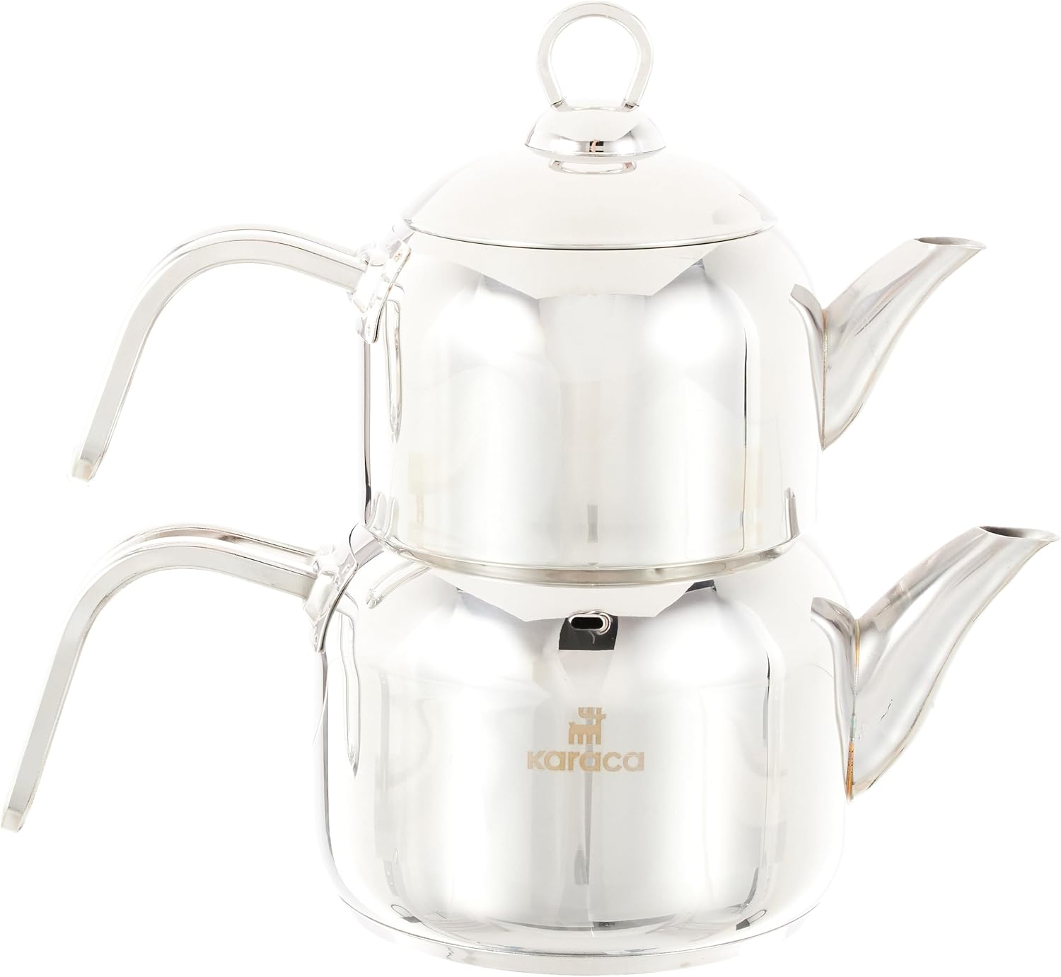 Karaca Manes Mini Turkish Teapot Set - Stainless Steel Teapot with Lid - (Turkish Tea Pot 0,85 Liters & Water Tank 1,25 Liters) - Non-Burning Bakelite Handles Midi Tea Maker & Induction Tea Kettle image number 3
