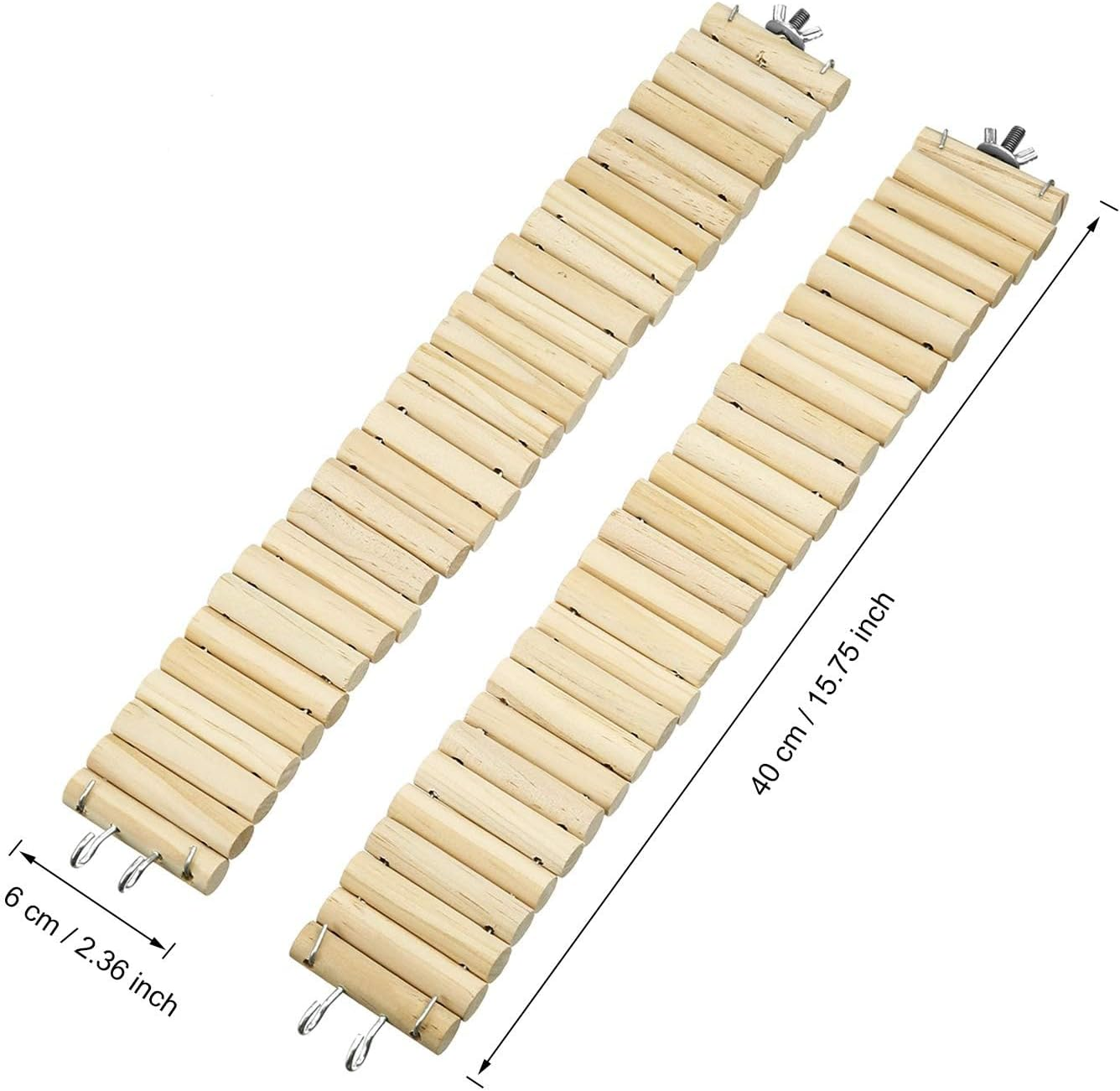 2 Pack Soft Animal Bridge Toy, Wooden Pet Ladder Bridge, Bendable Cage Habitat Toy, for Hamster Mouse Chipmunk and Other Small Animals