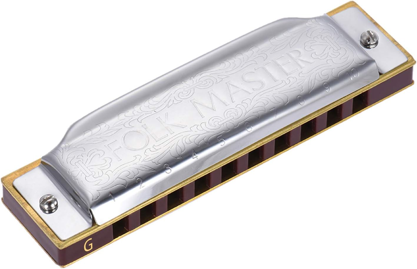 1072-G Folkmaster Standard 10-Hole Diatonic Harmonica Key of G 20 Tone for Beginner Student G image number 2
