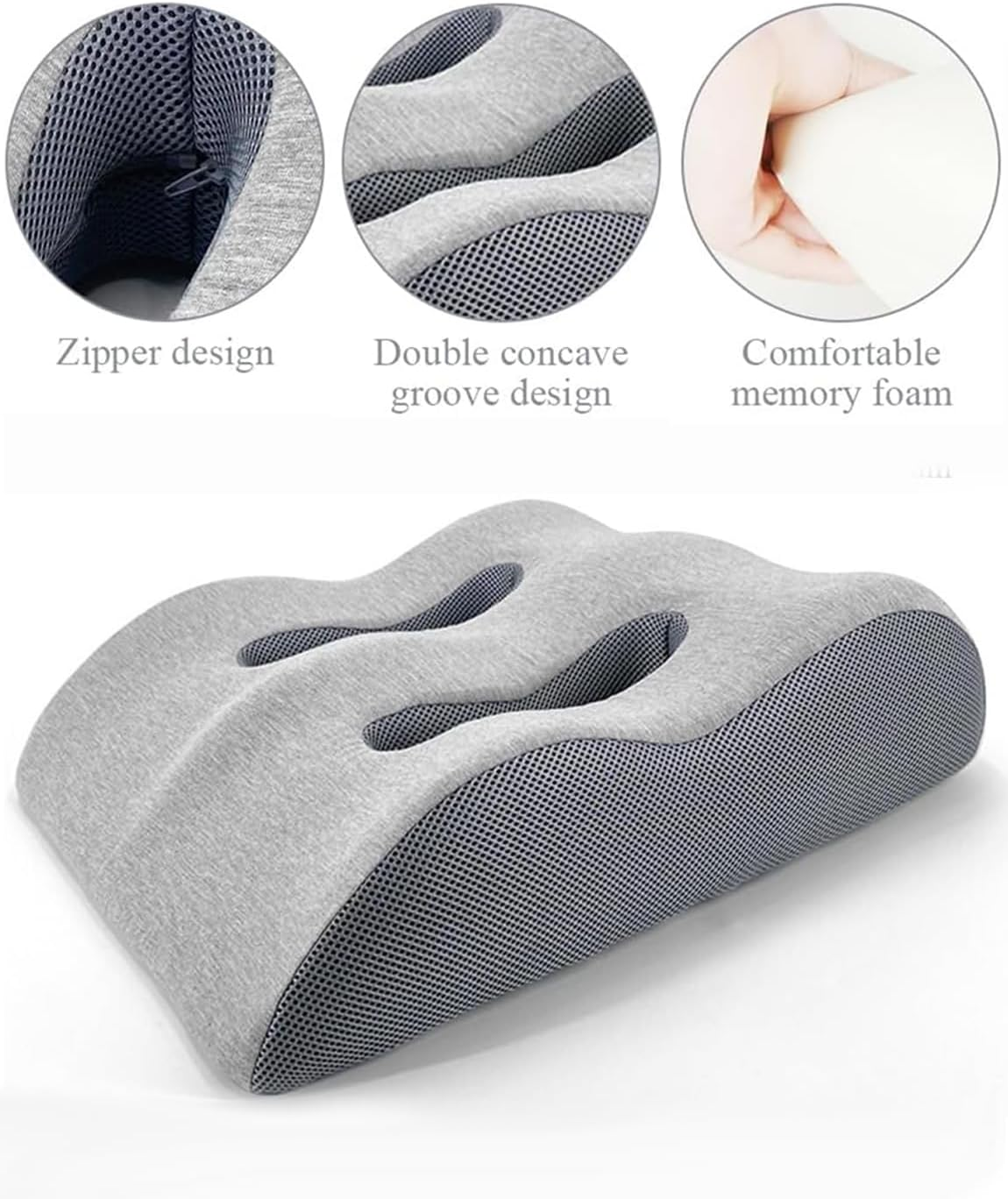 Memory Foam Leg Pillows for Sleeping,Back M Shape Curve, Ergonomic Design, Removable Cover, Breathable Fabric, with Proper Elevation, for Comfortable Posture image number 3