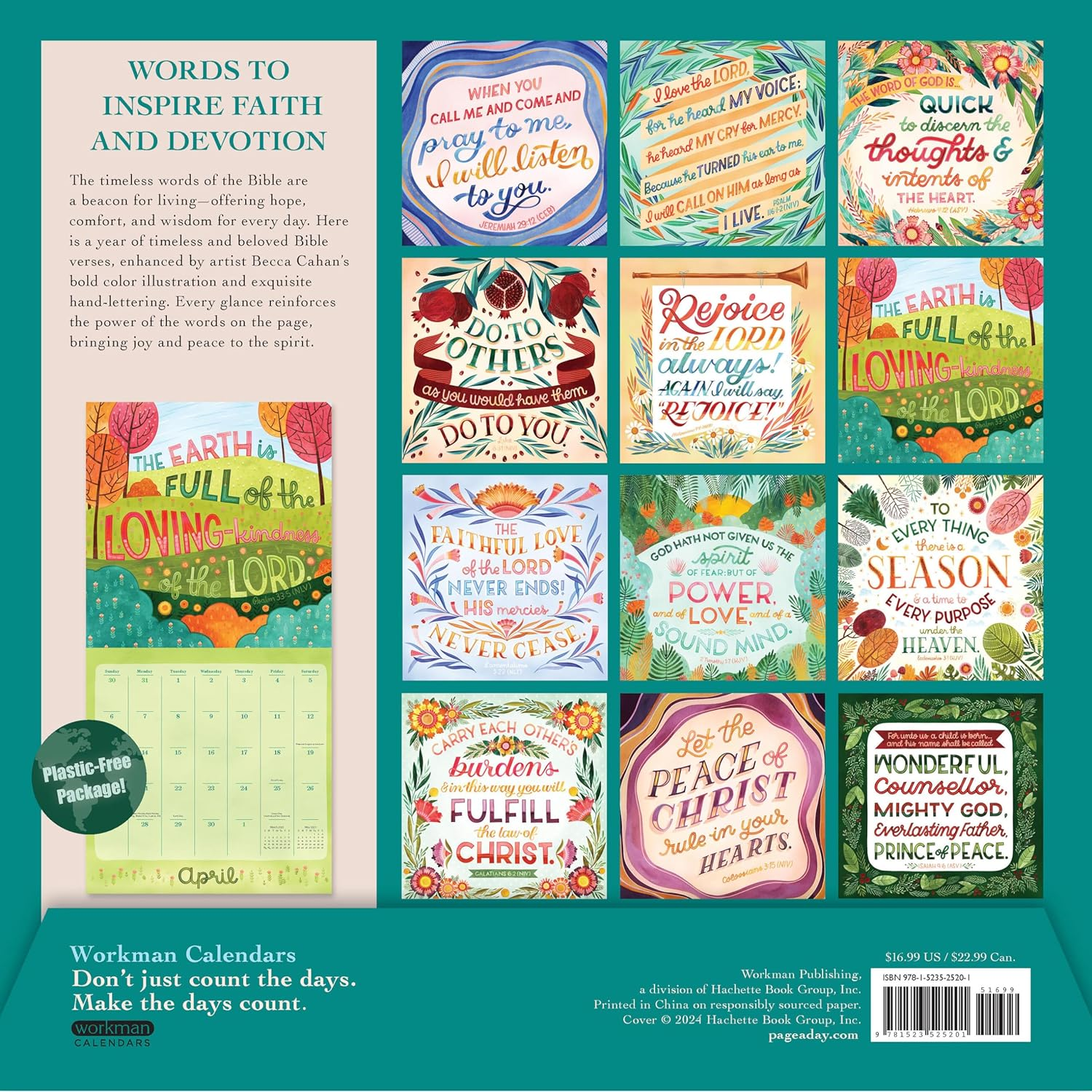 Illustrated Bible Verses Wall Calendar 2025: Timeless Wise Words of the Bible image number 4