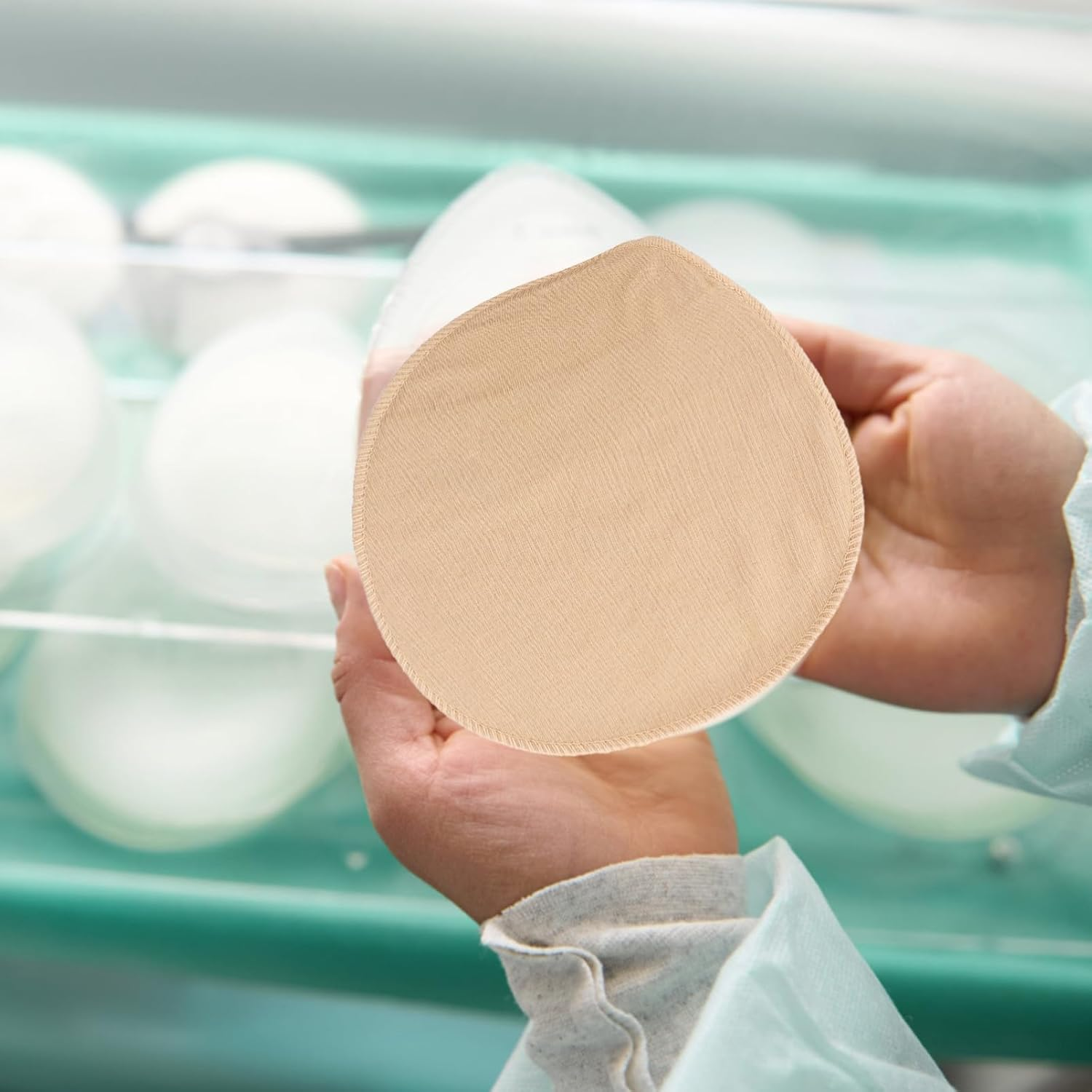 Bra Insert Sleeve Prosthesis Cover Cotton Protective Bra Pad Sleeve Skin Color L Size for Women Breast Form Protection in Everyday Wear image number 6