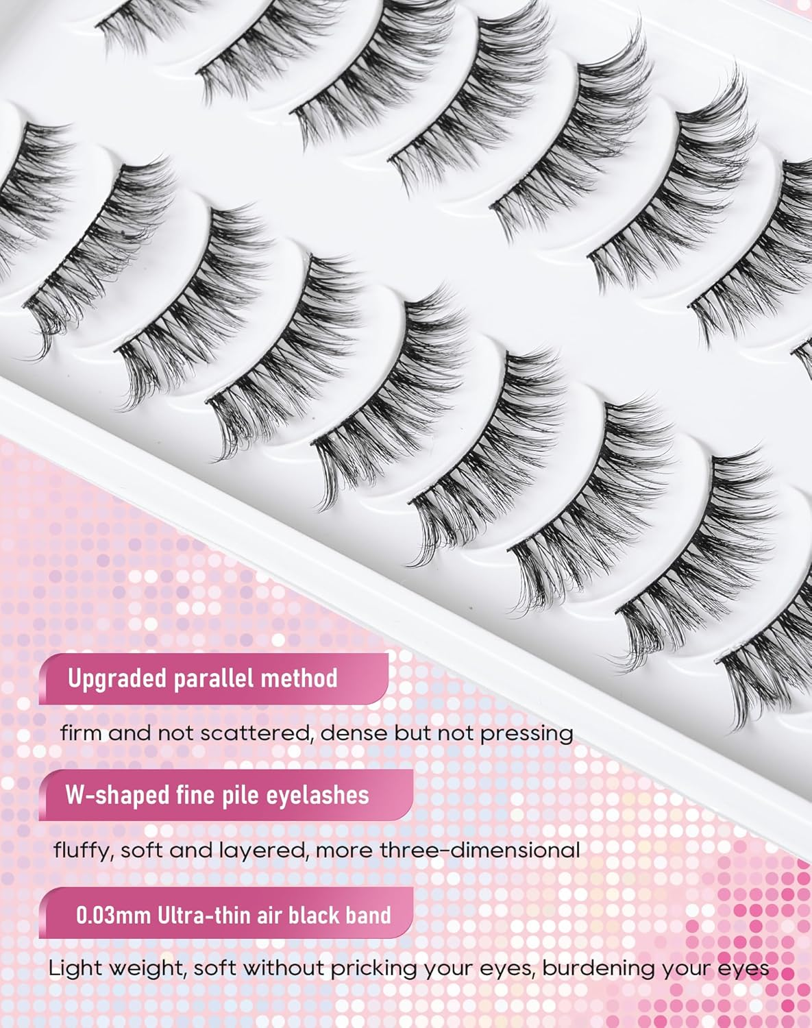 Frihappy Cat Eye Lashes 3/4 Lashes Mink Lashes Wispy Lashes False Eyelashes Natural Look False Lashes 14Mm Lashes image number 4